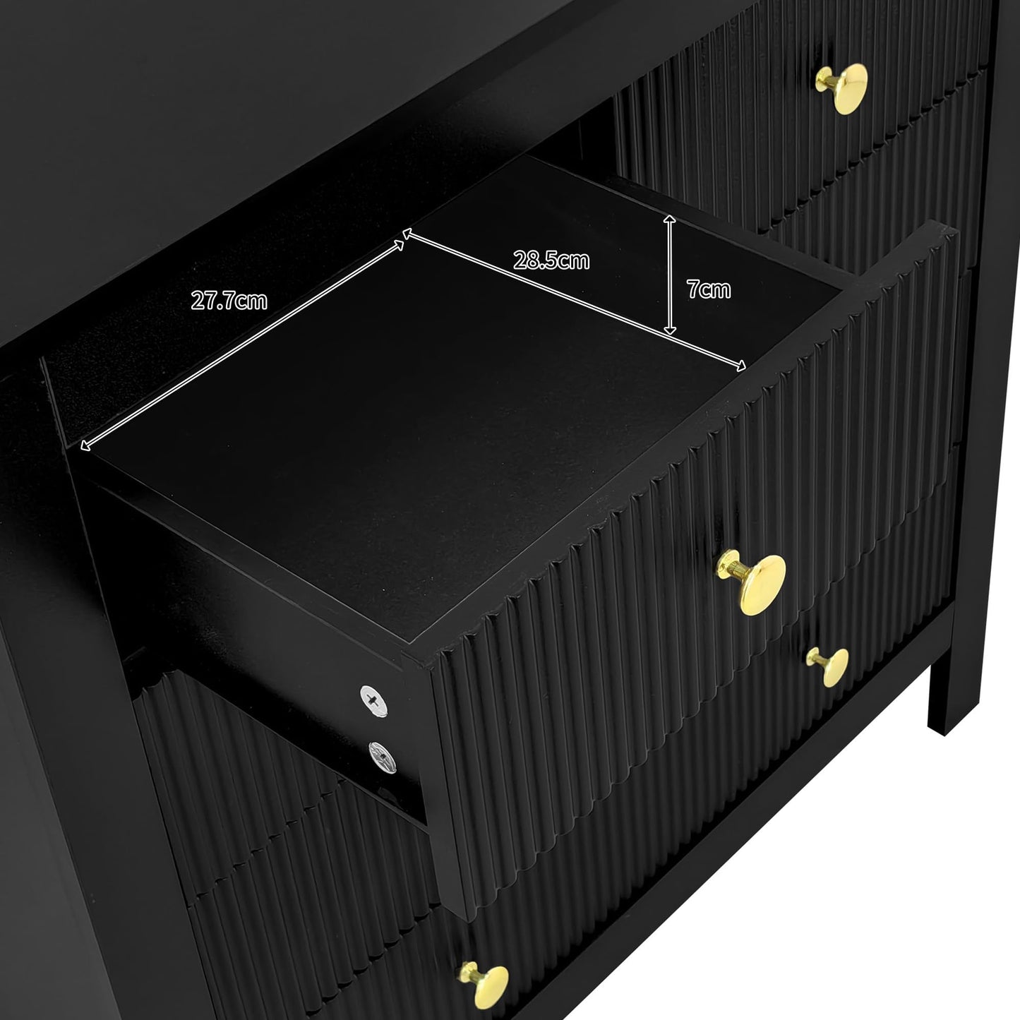 Peiaw Commode,Noir bahut de Salle a Manger,Commode Verticale à 5 tiroirs,Commode avec poignées dorées, casier, Meuble à Chaussures 79 x 39.5 x 80.5 cm, adapté pour Balcon, Chambre et Bureau