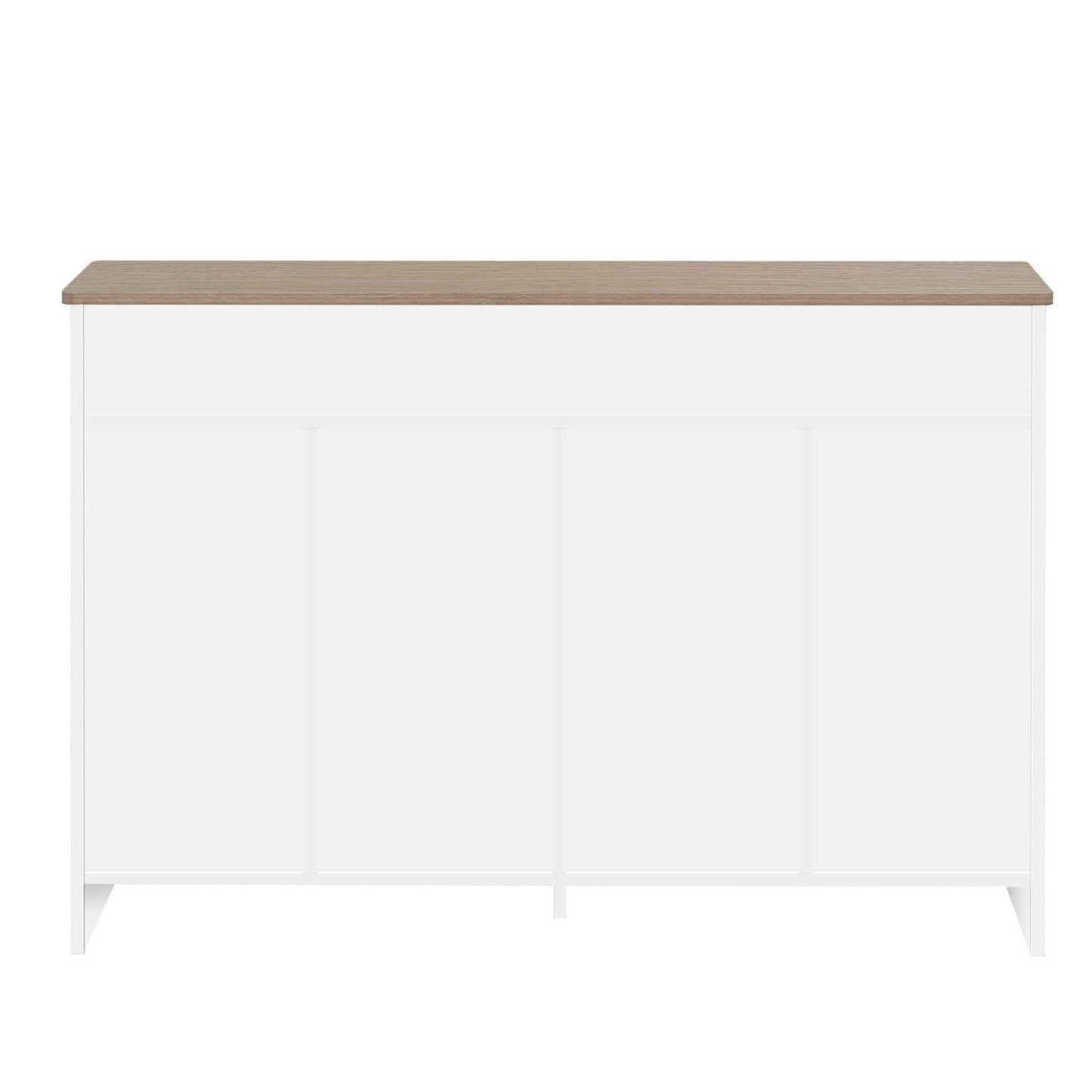 SHUGUANG 120 x 37 x 80 cm Bahut de Salle a Manger Blanc, Buffet Moderne avec 2 Tiroirs et 2 Portes D'armoire et 2 Porte D'armoire Vitrée, Armoire de Salon pour Cuisine, Salon, Salle à Manger