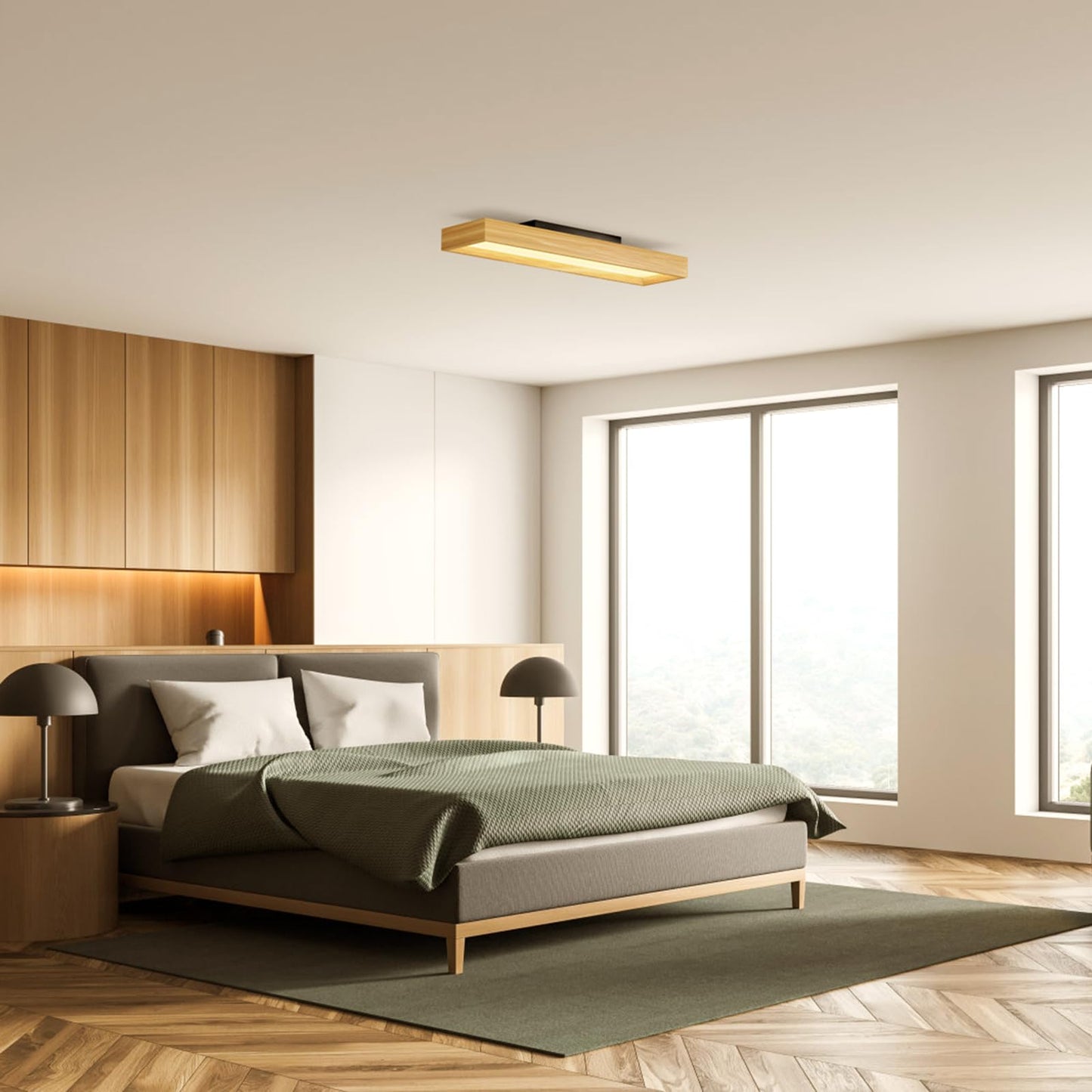 Plafonnier LED Salon, 30W Luminaire Plafonnier Cuisine Moderne, Lumière Chaude 3000k, Lampe de plafond Rectangle pour Chambre Salon Cuisine, Long 65cm