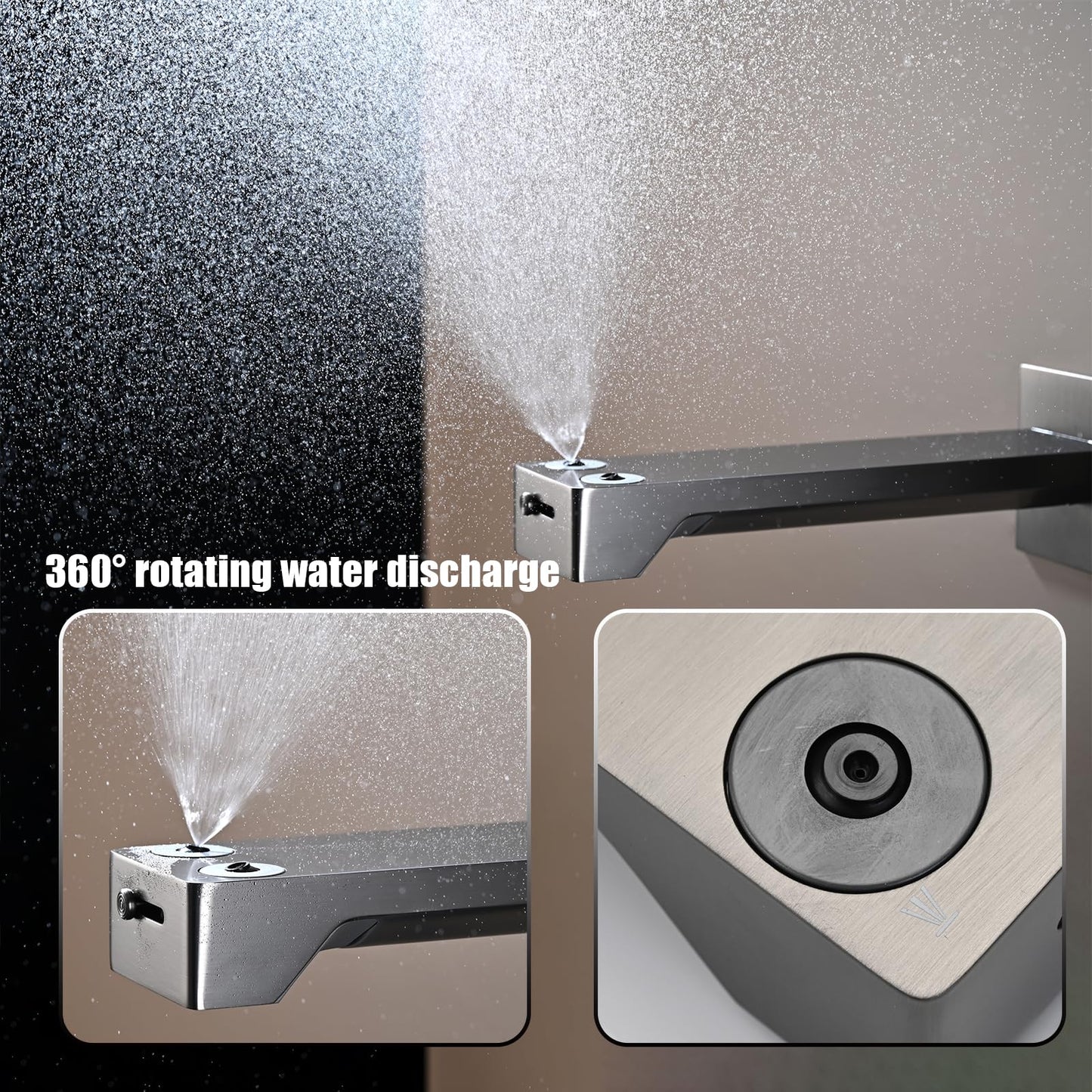 Mitigeur Lavabo Affichage Numérique LED Robinet Lavabo Gris Pistolet Robinet Cascade Mural Robinet Salle de Bain 3 Fonctions Mitigeur Salle de Bain avec Boîte Intégrée