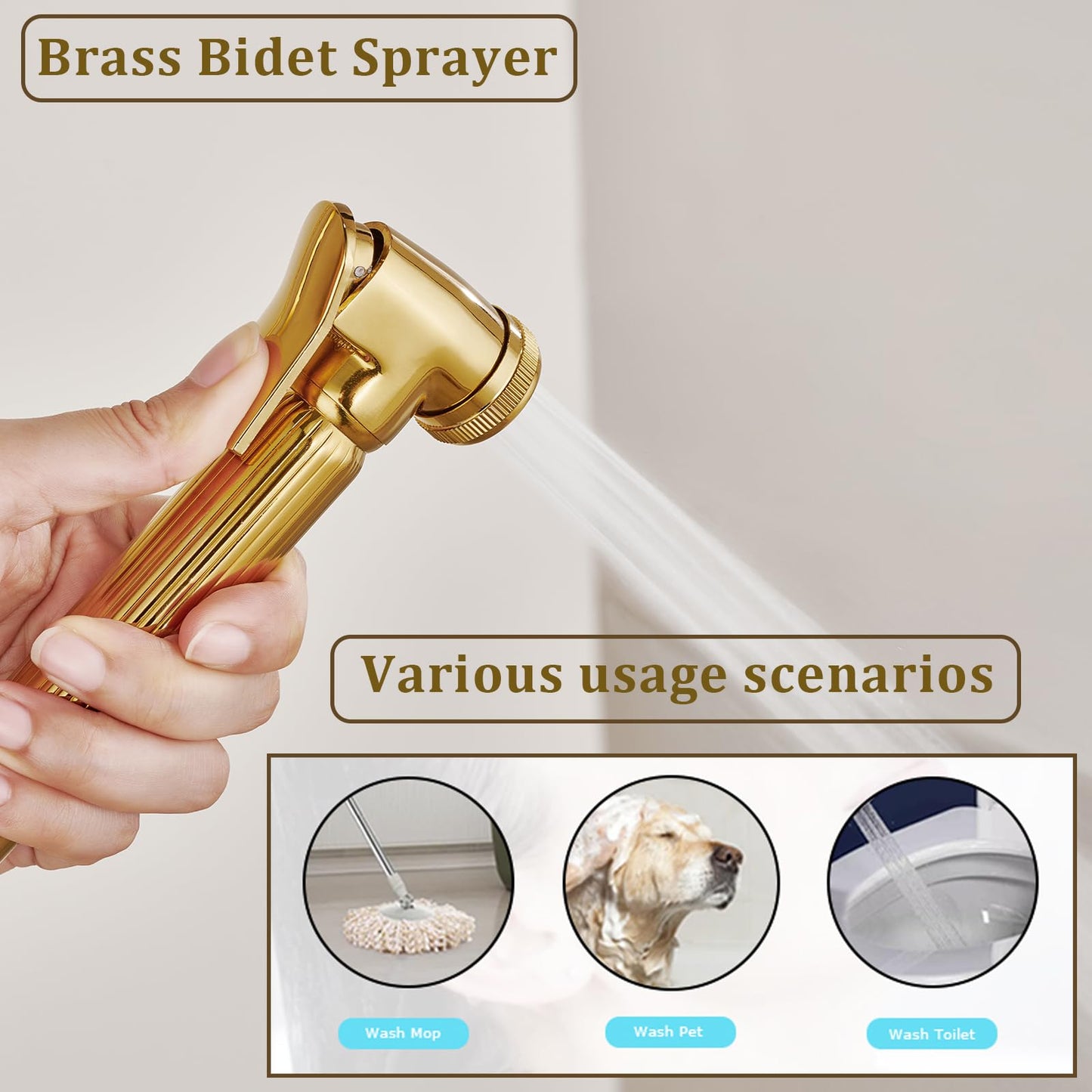 Colonne de Douche D'or Système de Douche Montage Mural Ensemble de Douche avec 22cm * 22cm Tête de Douche, Douchette à Mains, Robinet de Baignoire, Bidet Pulvérisateur