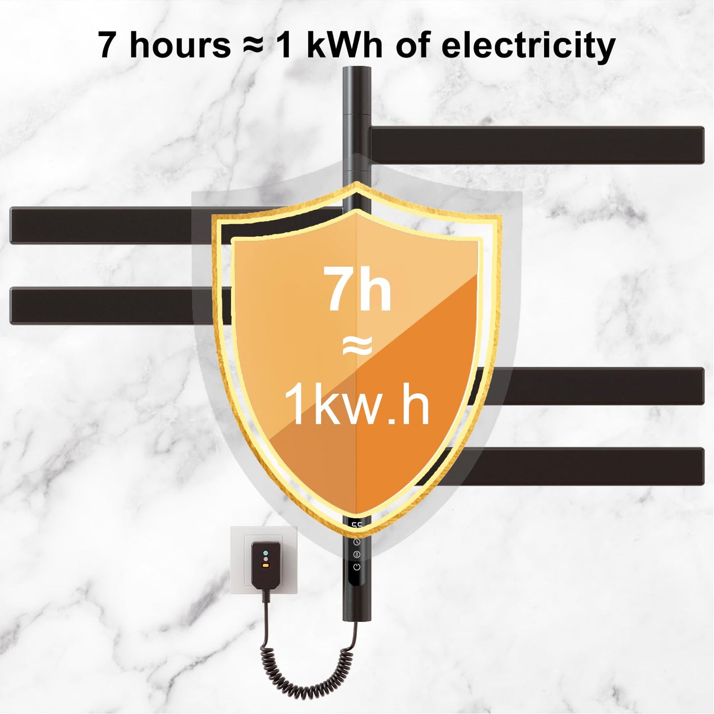 OihPaw Sèche-serviette électrique,Rotation à 180° Chauffe-Serviettes à Thermostat Intelligent WiFi,675x450mm Radiateur Salle Bain