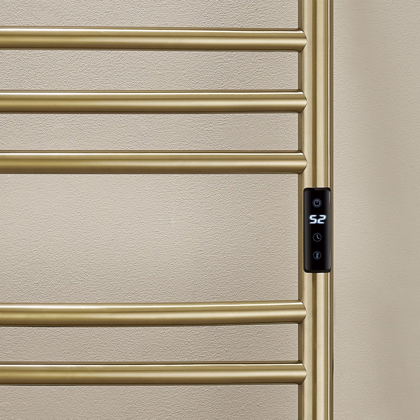 OihPaw Sèche-serviette électrique Or Brossé WiFi Intelligent 185 W Porte-Serviettes Chauffant Électrique 1100 * 600 mm Acier Inoxydable Radiateur de Salle de Bain avec 15 Tiges Courbées