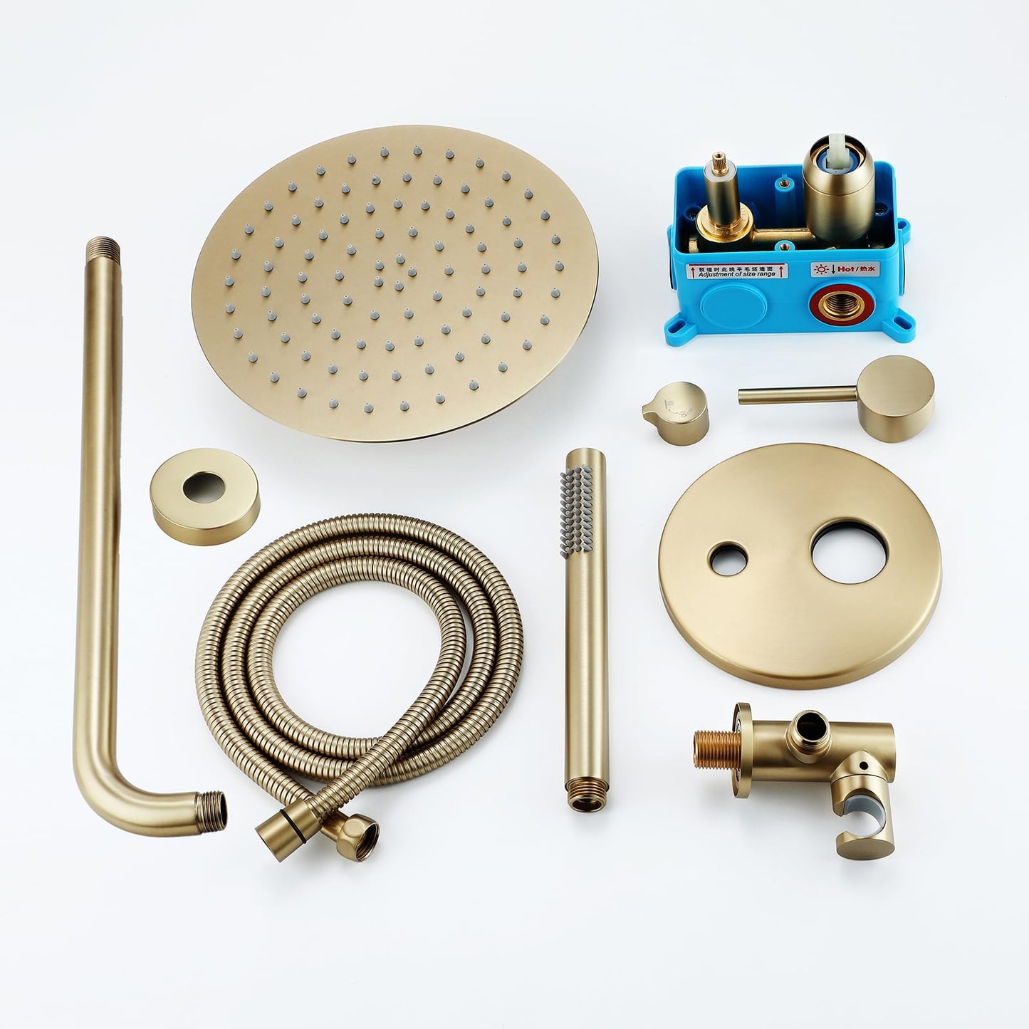 OihPaw Ensemble de Douche Encastrable Doré,Système de Douche À 2 Fonctions avec Pommeau de Douche Ronde 20CM et Douchette À Mains,Colonne De Douche Encastré pour Salle de Bains