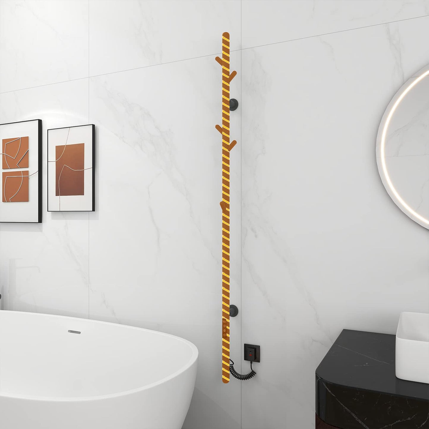 OihPaw Sèche serviette électrique,Chauffe-Serviettes à thermostat Intelligent WiFi,Porte-Serviettes électrique,Fonction de synchronisation,1500x32mm - G01