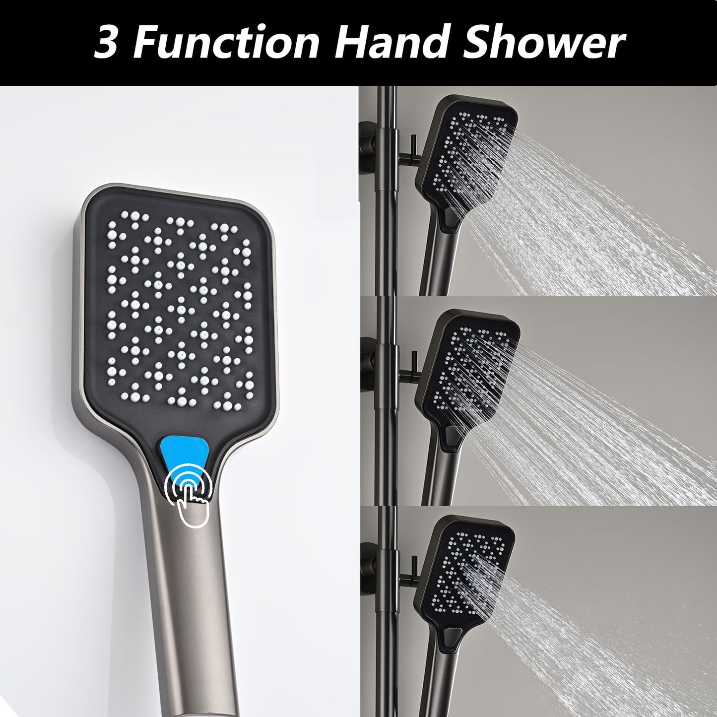 OihPaw Colonne De Douche Thermostatique Gris Ensemble de Douche 5 Fonctions Système de Douche avec Affichage Numérique LED, Douche de Tête 30x20CM, Pommeau Douche 3 Modes