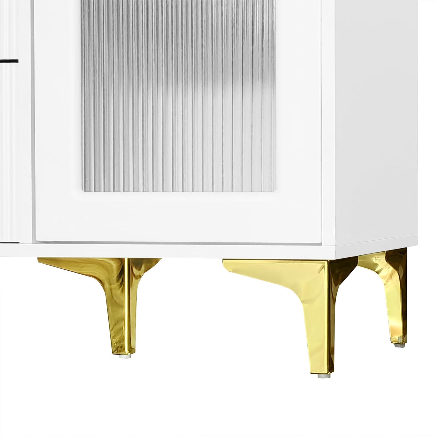 Buffet,Meuble de Cuisine Rangement, Blanc Commode, 105.5 x 40 x 78 cm,Buffet Salon avec 1 Portes Vitrées 3 Tiroirs,Convient aux Chambres, Bureaux, salles de Classe et balcons