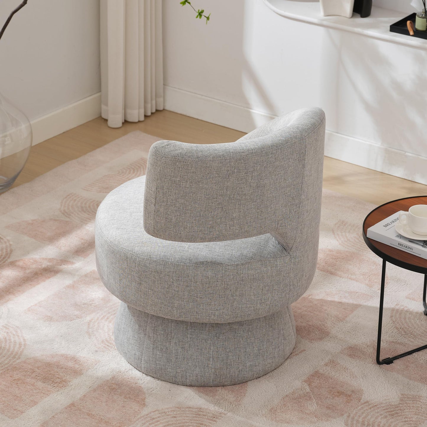 Gris Chaise de Pivotant, Fauteuil Crapaud utiliser Artisanat en Tissu, Fauteuil Salon Peut Pivoter à 360 Degrés, Conception simple Fauteuil Chambre Pivotant En Vigueur Chambre à Coucher, Salon,