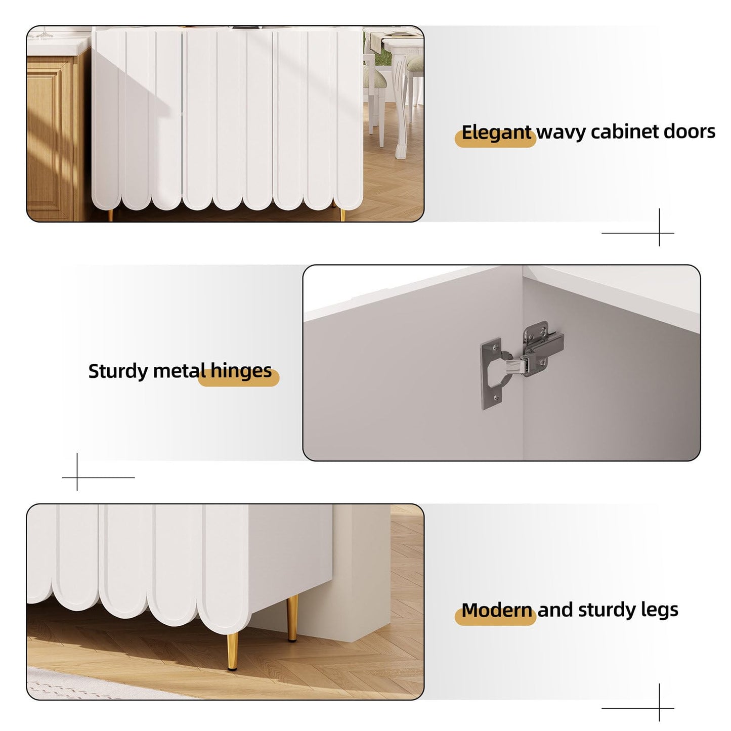 Buffet de Cuisine, Armoire de Cuisine 2 Placards Portes, Vaisselier Cuisine Anti-basculement, Meuble Cuisine Rangement Conception Ouverte, Grande Capacité, Style Simple, 120 x 40 x 151cm