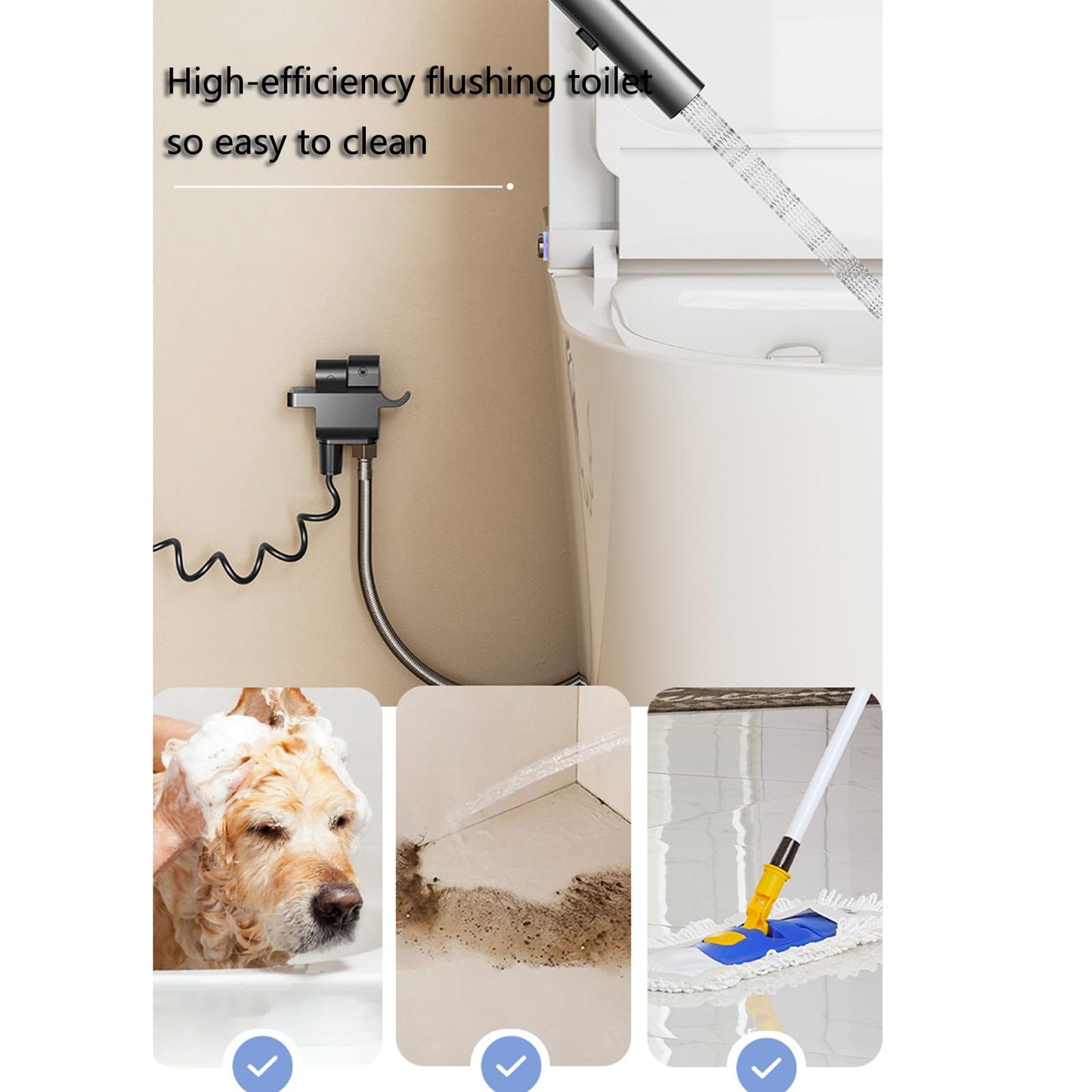 Kit Douchette Wc, Pulvérisateur De Douche, 2 Mode Pulverisateur a Main, Ensemble De Douche Bidet Avec 1-in-2-out Interrupteur À Double Commande Laiton Valve G1/2" Pour L'hygiène Personnelle