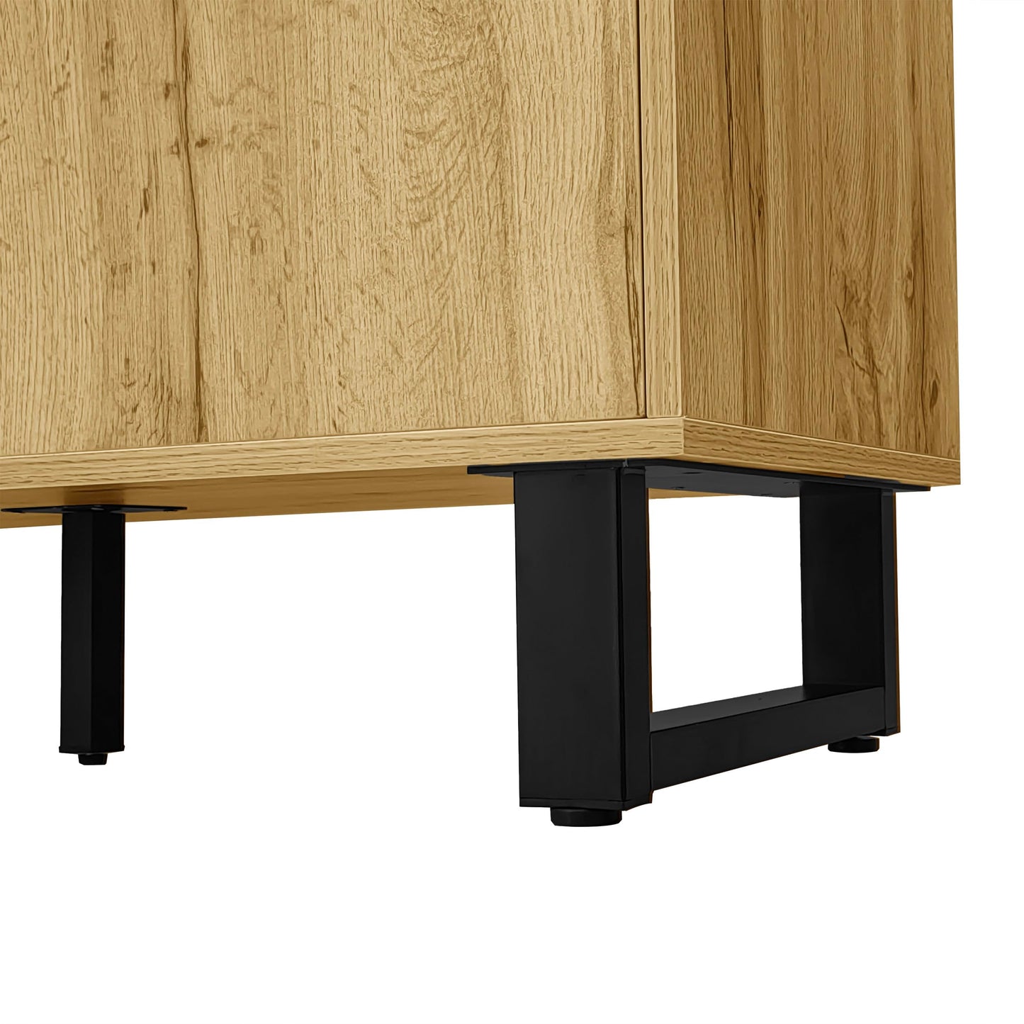SHUGUANG Buffet Rustique Élégant, Commode Chambre à Coucher, Buffet avec 3 Tiroirs, 2 Portes et Compartiment Ouvert, Grand Espace de Rangement, Étagères Réglables, Vitrine en Bois, 150x38x76,5 cm