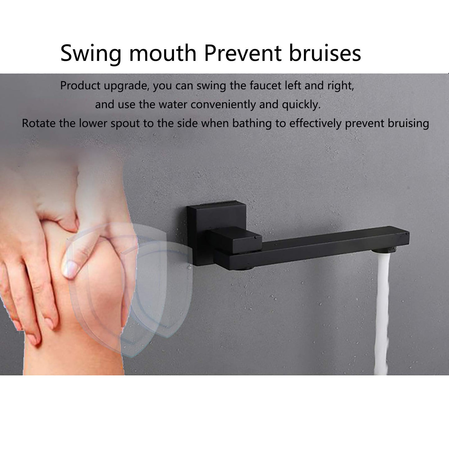 Bec de Baignoire Mural Bec Déverseur pour Baignoire Laiton Robinet de Buse Rotation à 180° Bec Bain Déverseur Robinet de Bec pour Baignoire, G1/2 Connexion