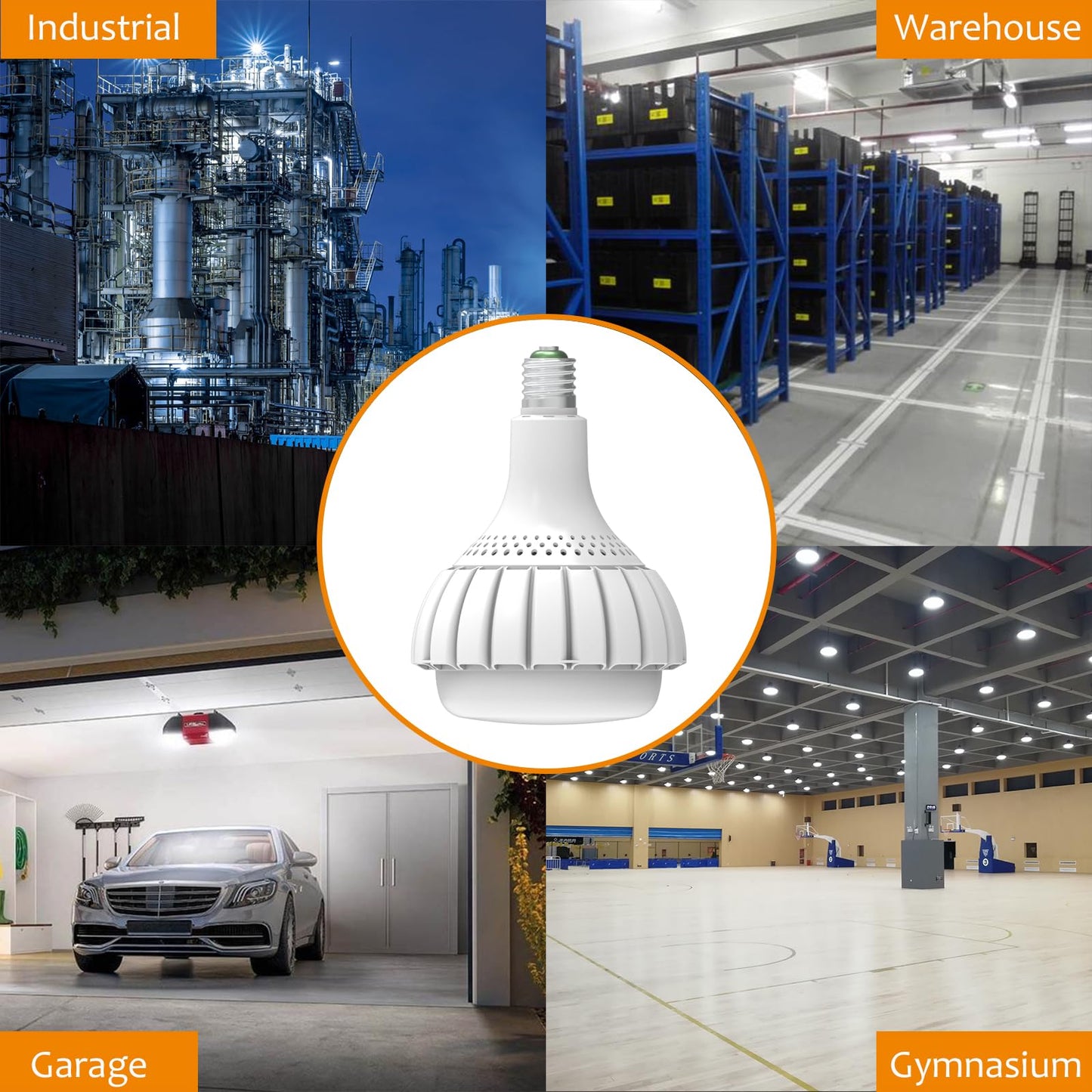 Ampoule LED E40 100W Blanc Naturel avec Adaptateur E27, Équivaut Ampoules à Incandescence 800W, 4000K 13000LM Ampoule éclairage Led Non Dimmable Lampe Industriel pour Garage Entrepôt Supermarché