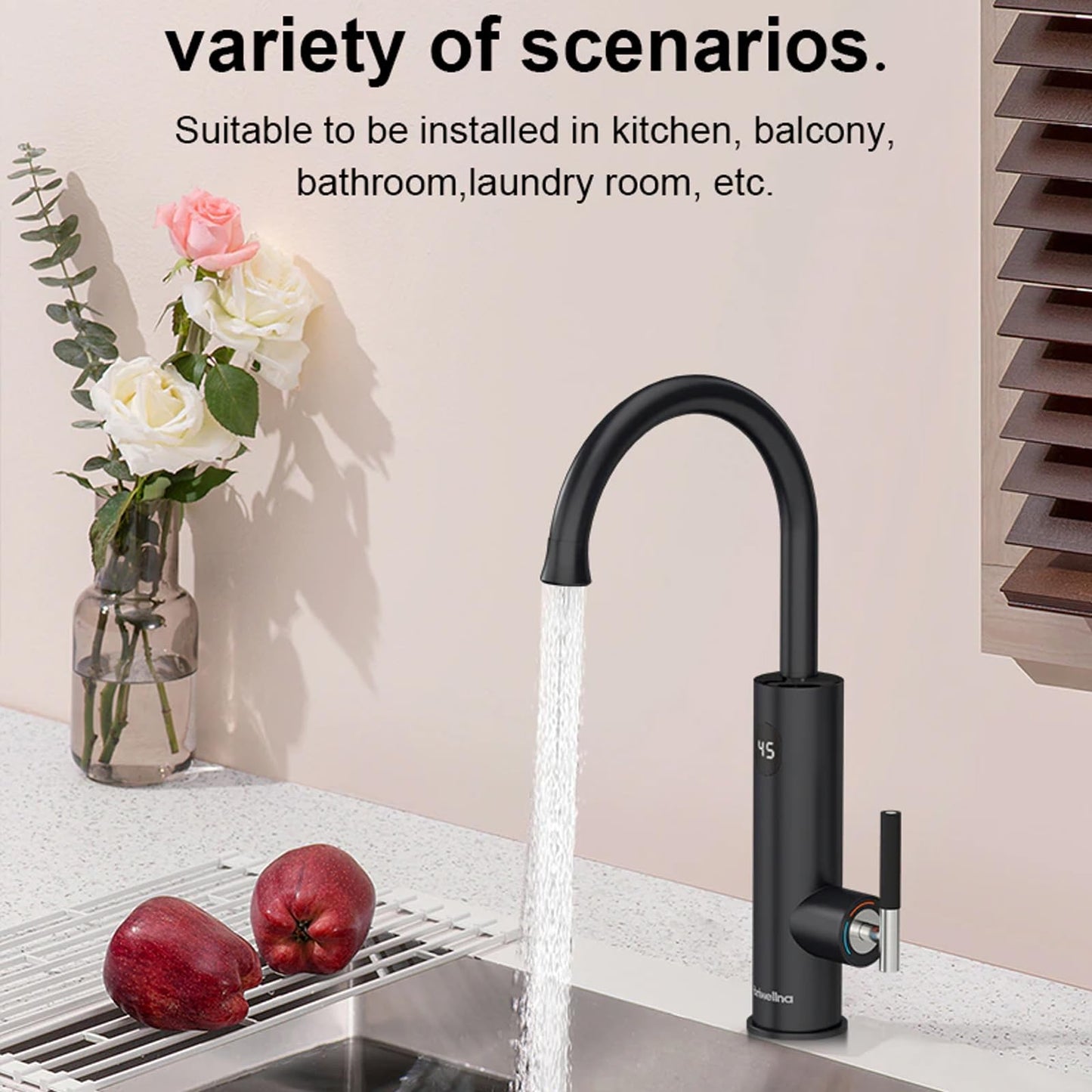 Robinet Cuisine, Robinet Chauffant Instantané 220 V, Robinet Chauffe Eau Instantané Electrique, Chauffe-Eau éLectriques Robinetterie De Cuisine, Affichage De La TempéRature Led