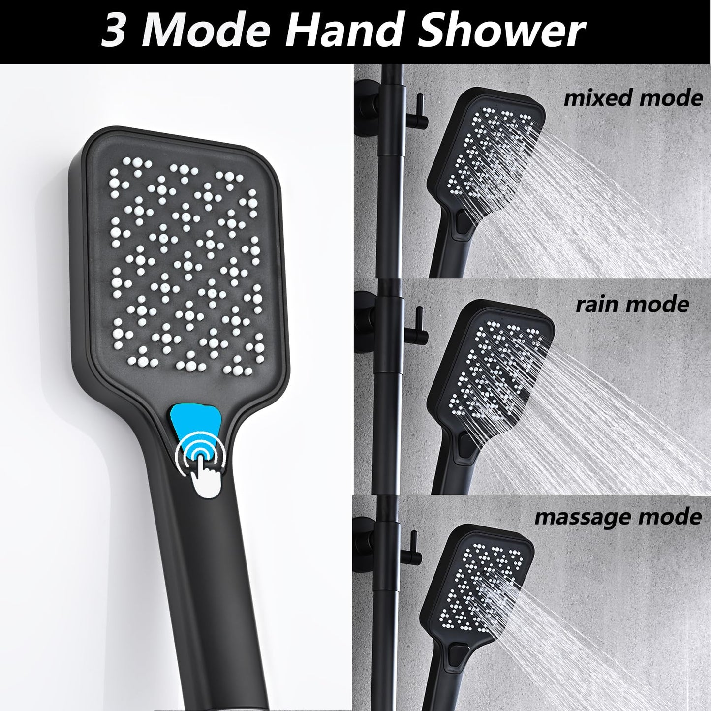 OihPaw Colonne De Douche Thermostatique Noir Ensemble de Douche 5 Fonctions Système de Douche avec Affichage Numérique LED,Douche de Tête 30x20CM,Pommeau Douche 3 Modes