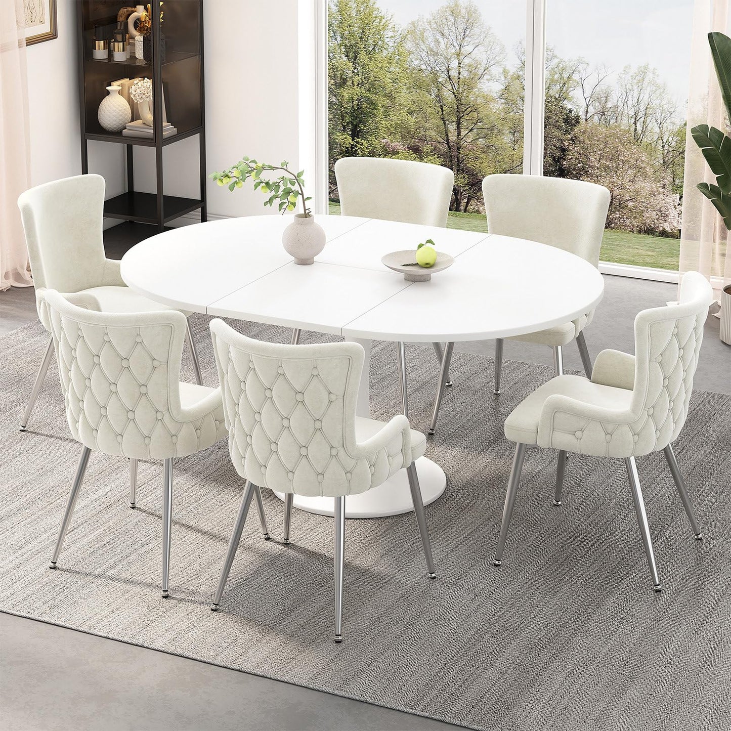 Chaise Salle a Manger Lot de 2, Fauteuil Salon Velours, Chaise de Cuisine Capacité de Charge de 260 LB, Chaise Coiffeuse Salon Chambre Salle à Manger, avec Pieds de Support en Métal Argenté