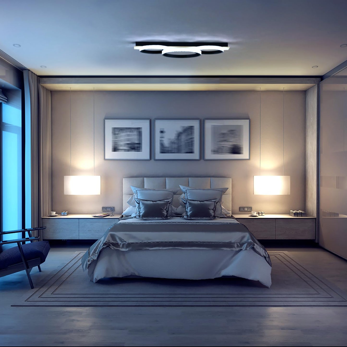 36W Plafonnier LED Dimmable, Luminaire Plafonnier avec Télécommande, Éclairage de Plafond Rond, Plafonnier pour Salle de Bain Chambre Salon Cuisine Couloir