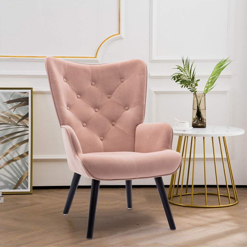 SHUGUANG Fauteuil Salon Confortable, Fauteuil Confortable Microsuède, Chaise Coiffeuse avec Cadre en Bois Massif, Style Rétro Médiéval Chaise de Lecture en Vigueur Chambre à Coucher, Salon