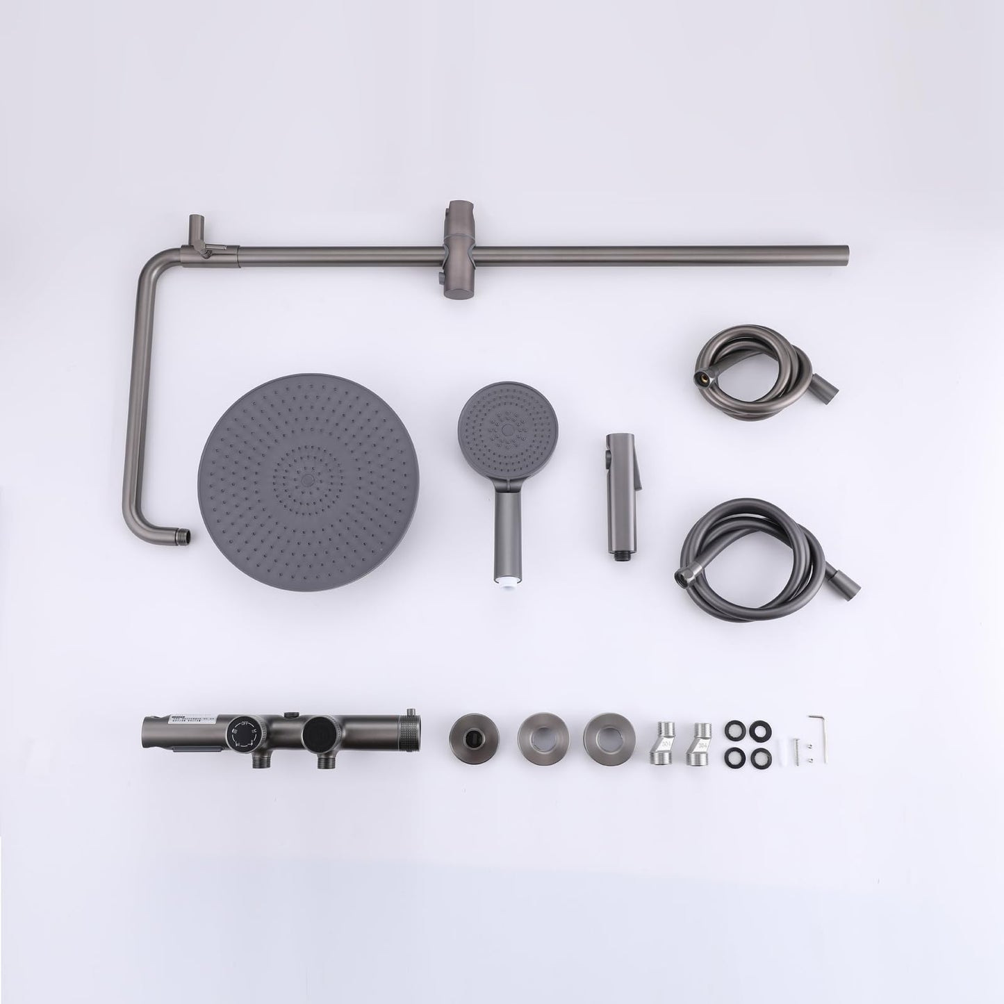 OihPaw Colonne De Douche Thermostatique, Ensemble De Douche Mural 4 Fonctions Avec Affichage NuméRique Led Pomme De Douche Ronde De 26 Cm, Douchette à Main, Robinet De Bain Cascade