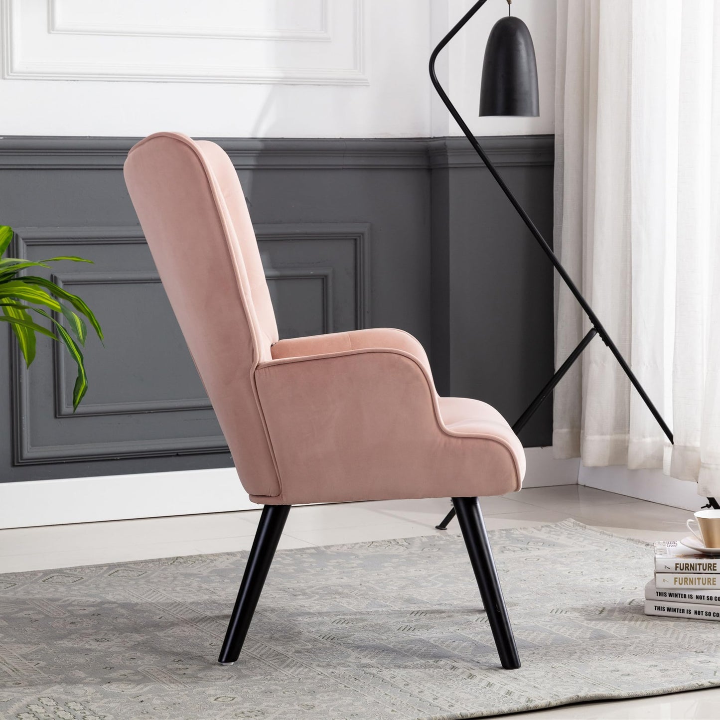 SHUGUANG Fauteuil Salon Confortable, Fauteuil Confortable Microsuède, Chaise Coiffeuse avec Cadre en Bois Massif, Style Rétro Médiéval Chaise de Lecture en Vigueur Chambre à Coucher, Salon