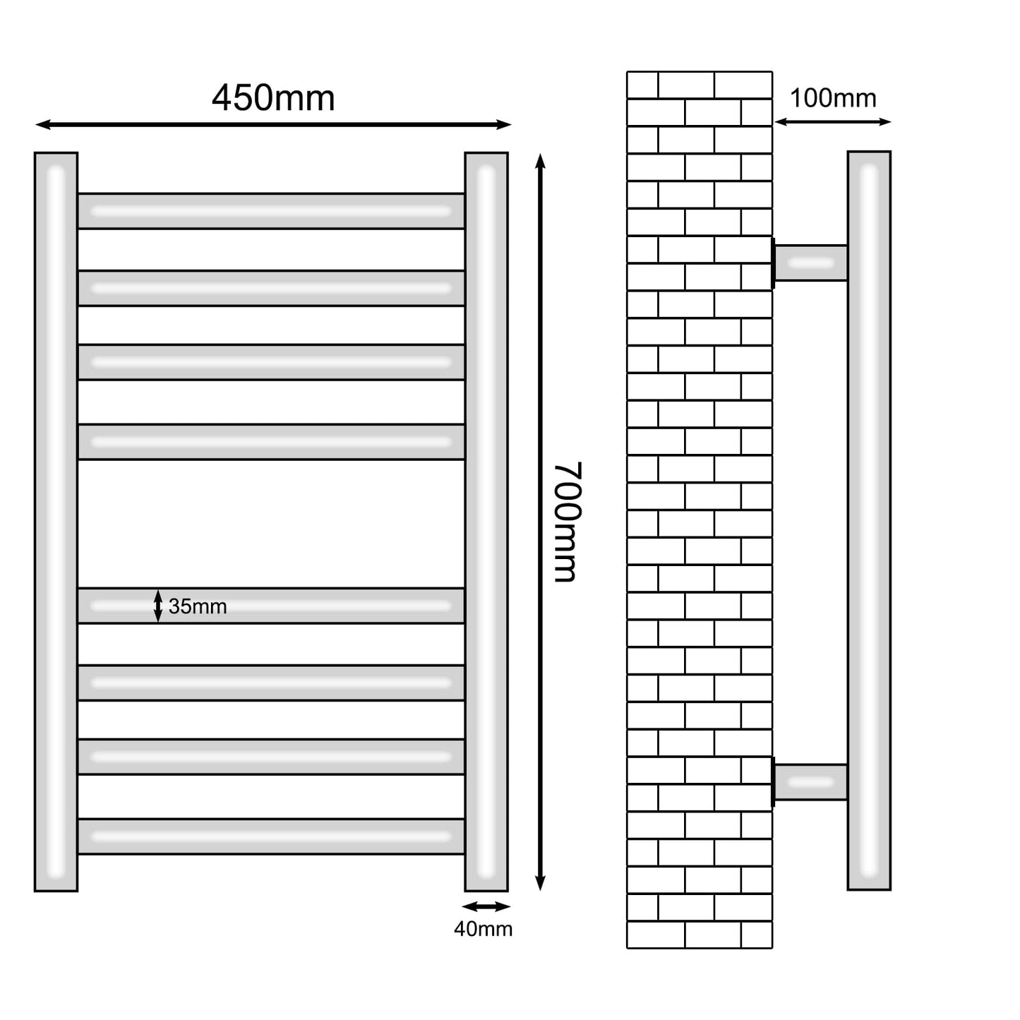 OihPaw Sèche-serviette électrique,450x700mm Porte Serviettes Chauffant Porte-Serviettes électrique Intelligent Radiateur Porte-Serviettes, Chauffage en Fibre de Carbone