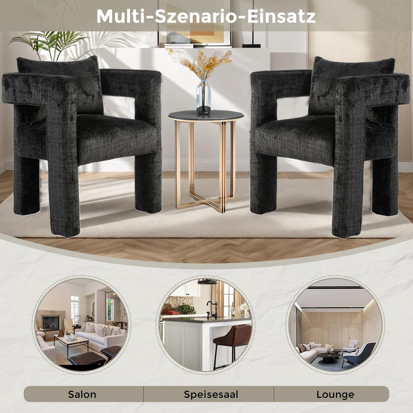 SHUGUANG Chenille Fauteuil de Loisirs, Fauteuil Salon Confortable Fauteuil Velours Utiliser Accoudoirs Creux, Chaise de Lecture avec Coussin Confortable en Vigueur Chambre à Coucher, Salon