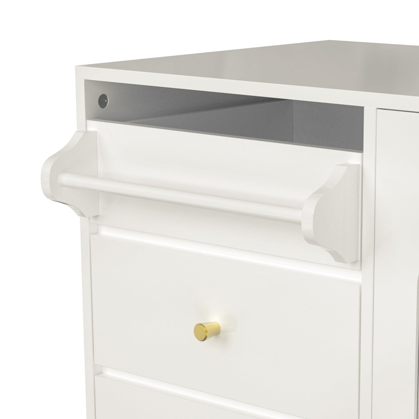 Buffet Salon Minimaliste Buffet Cuisine avec Porte en Verre Changhong et Porte-serviettes, Armoire de Rangement Élégante, Bahut pour Salle à Manger, Mobilier Moderne Multifonctionnel, Blanc/Noir
