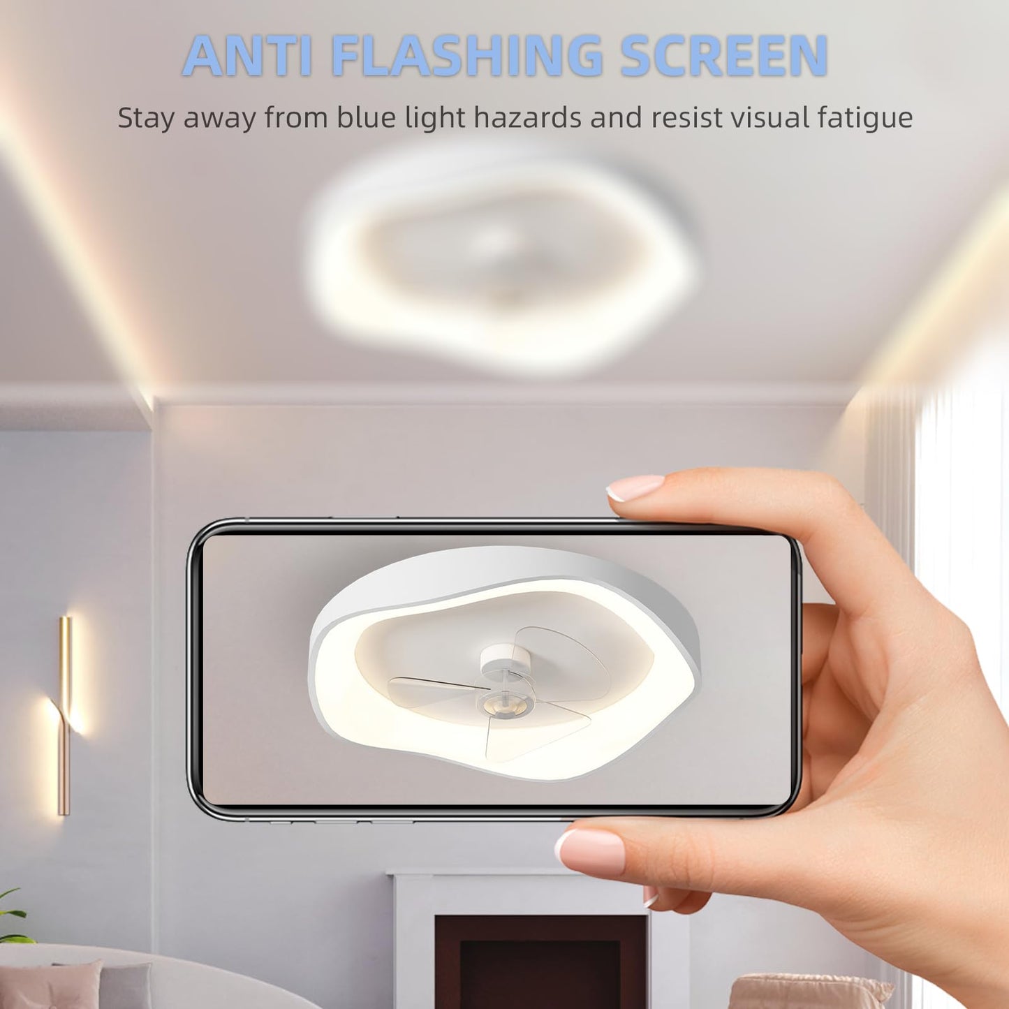 Ventilateur Plafond avec Lumiere, Lustre Ventilateur de Plafond, 6 Vitesses Réversible Silencieux, Gradation 3 Couleurs et APP/Télécommande Minuteur, pour Chambre, Salon, Cuisine