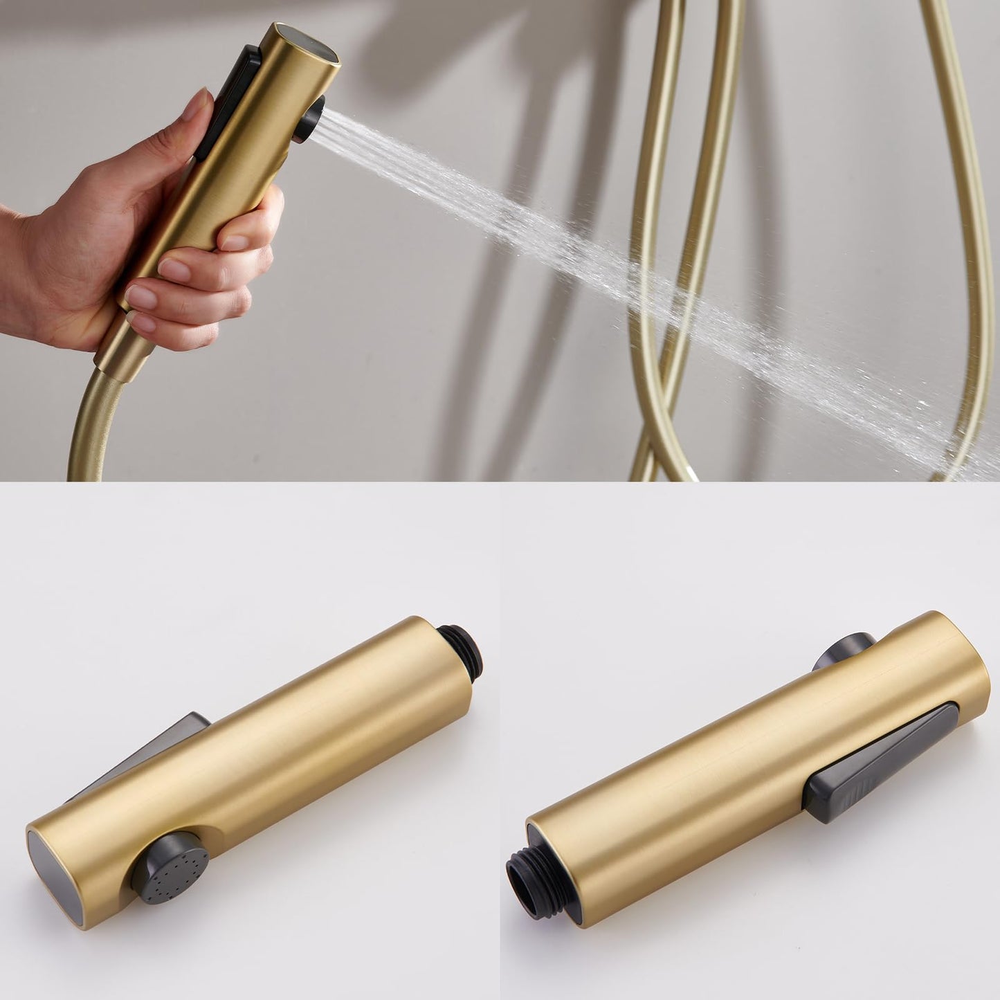 OihPaw Or Brossé Colonne de Douche avec Mitigeur, Système de Douche avec Affichage Numérique LED Ensemble de Douche avec 32 * 20CM Pomme de Douche e Douchette à 3 Modes