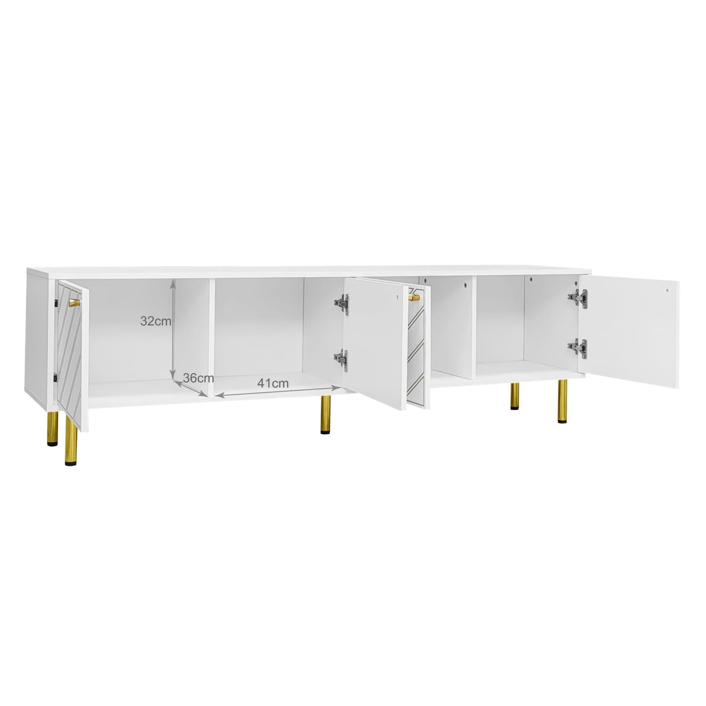 Peiaw Meuble TV,Meuble TV Blanc,Salon Chambre Meuble TV,Peut accueillir des téléviseurs jusqu'à 50 Pouces,Meuble TV à Quatre Portes,170x38x50cm,adapté aux Chambres et aux Salons.