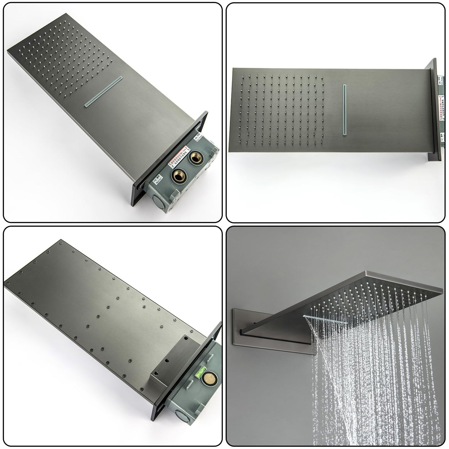 OihPaw Colonne de Douche Thermostatique Douche Encastrable Affichage Numérique Colonne de Douche Encastrable Gris Pistolet Ensemble de Douche avec 3 Fonctions Pommeau de Douche