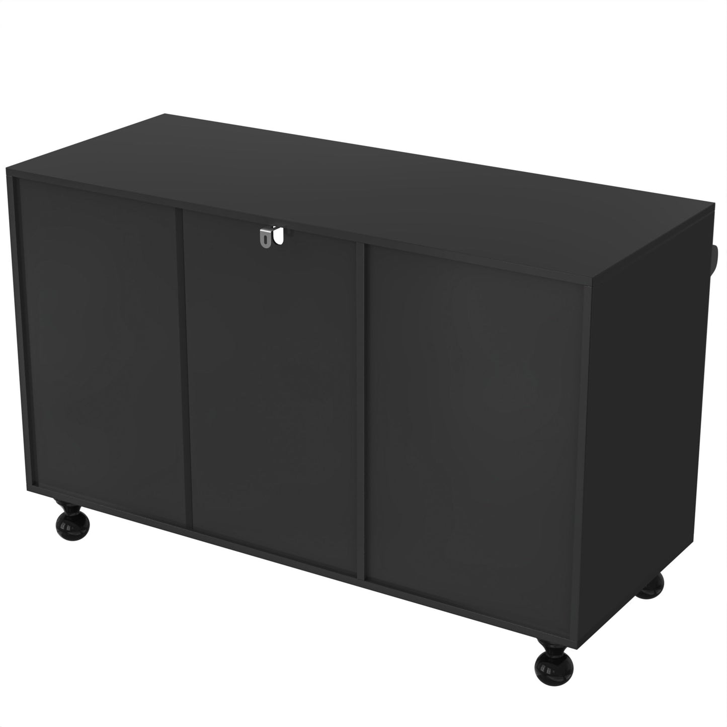 120 x 40 x 75.5 cm Noir Bahut de Salle a Manger, Armoire de Cuisine avec 3 Tiroirs et 2 Porte D'armoire Vitrée et Porte-Serviettes, Armoire de Rangement Polyvalente à Cuisine, Salon, Salle à Manger