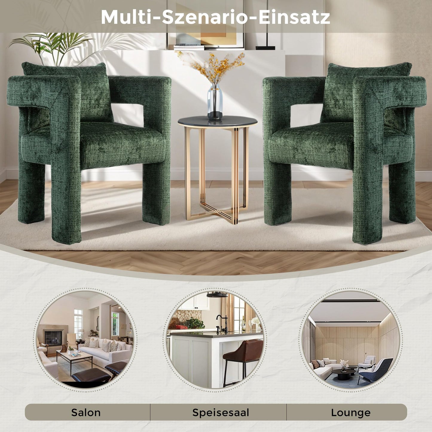 SHUGUANG Chenille Fauteuil de Loisirs, Fauteuil Salon Confortable Fauteuil Velours Utiliser Accoudoirs Creux, Chaise de Lecture avec Coussin Confortable en Vigueur Chambre à Coucher, Salon