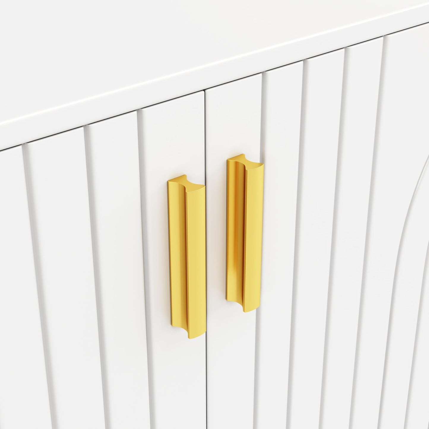 SHUGUANG Buffet Salon (152 x 40 x 75 cm), Meuble de Rangement Moderne et Simple avec Un Design Ondulé Unique, Poignées et Pieds Dorés, pour Une Salle à Manger élégante et Une Chambre à Coucher
