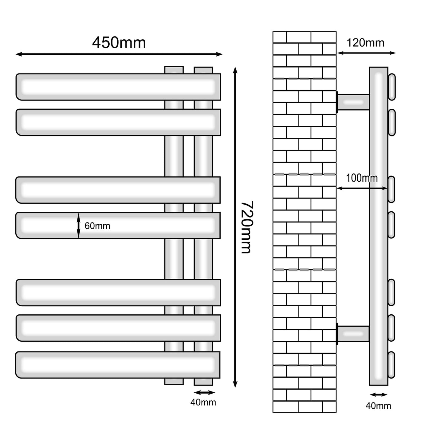 OihPaw Sèche-serviette électrique,450mm×720mm Porte-Serviettes électrique, Chauffe Serviette Salle de Bain, 235W, IPX5 étanche, Économie d'énergie