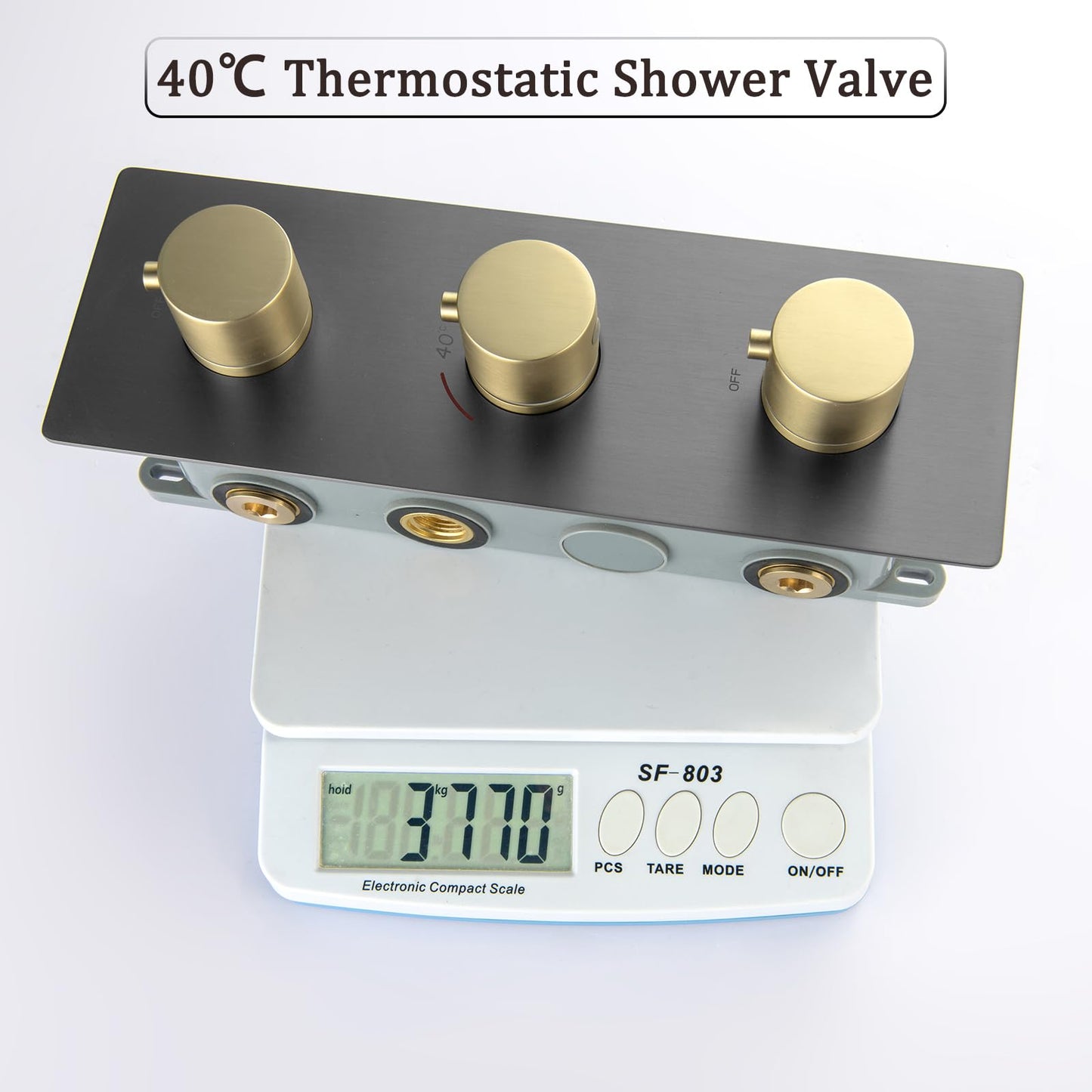 Colonne de Douche Thermostatique, Gris Pistolet et Or Brossé Colonne Douche Encastrable 2 Fonctions Ensemble de Douche Mural Kit de Douche avec Pommeau de Douche et Douchette