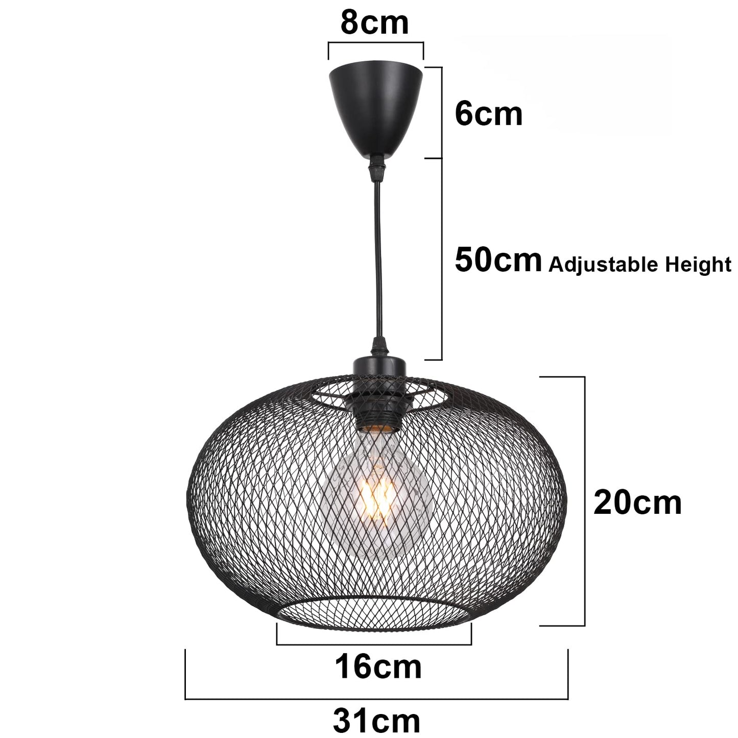 Plafonnier rétro, Lustre de ferme noir, Plafonnier Suspension Abat-jour, Métal Lampe Suspension, Pendante Suspension Luminaire Industriel, Ø310mm, max 60W, pour chambre salle à manger salon couloir-C