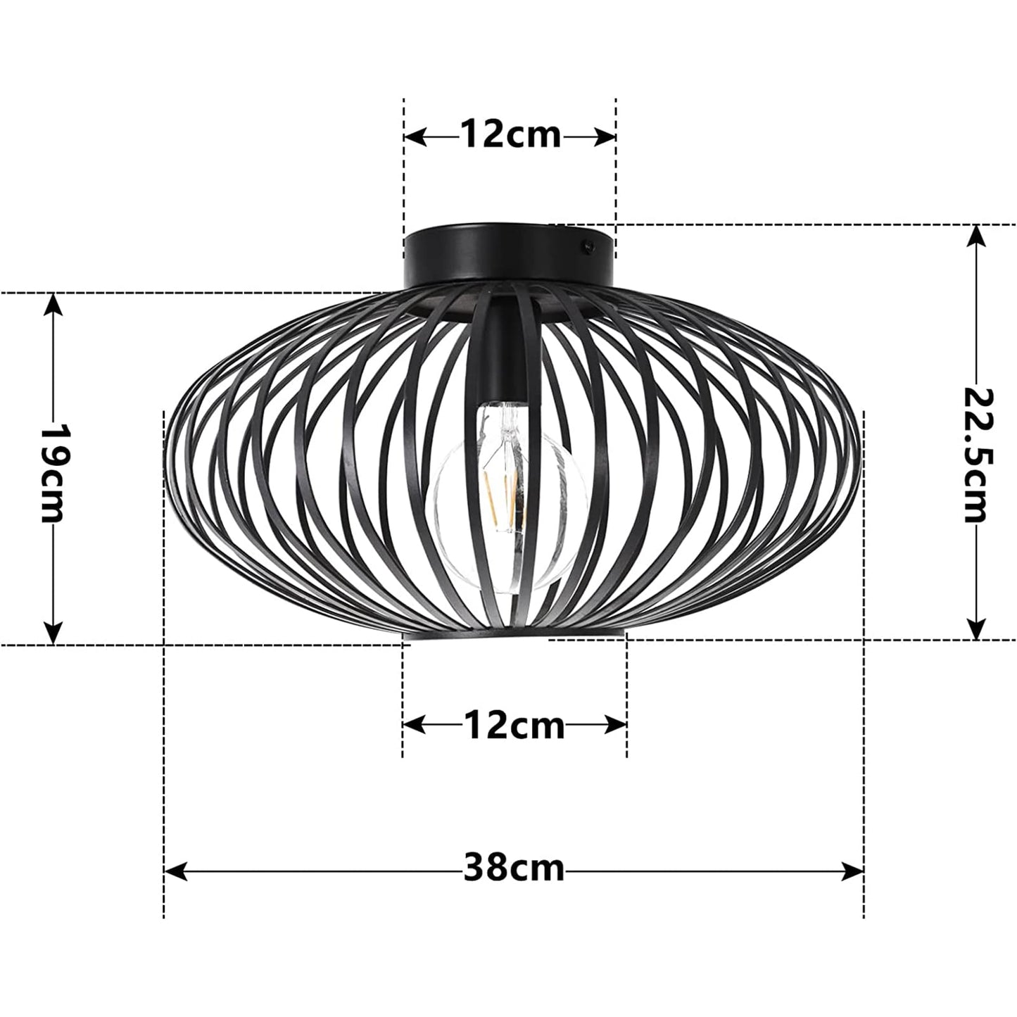 Plafonnier rétro,Plafonnier Industrielle Retro en Métal Cage Fer Noir,Plafonnier Vintage lustre Suspension Luminaire E27 pour Entrée,Porche,Couloir,Salle à Manger