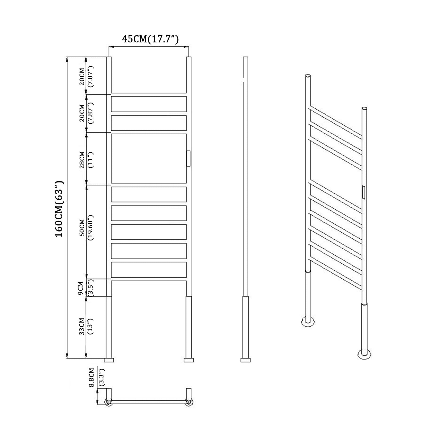 Sèche-Serviette Électrique 110W Porte-Serviettes sur Pied Gris WiFi Intelligent Commande Vocale Chauffe-Serviettes avec Minuterie 45—70°C Chauffant Électrique Radiateur de Salle de Bain 160*45CM