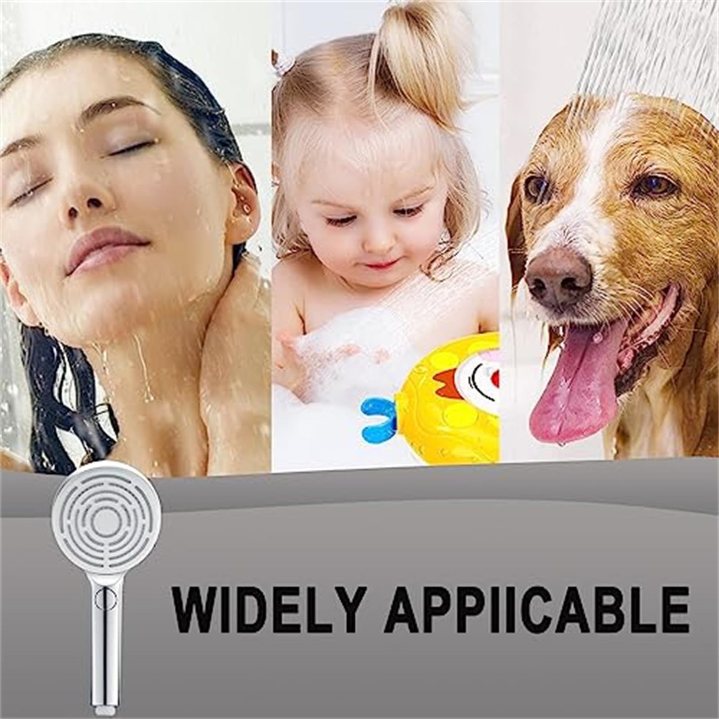 Pommeau de Douche, Pommeau de Douche Economie Deau Mural Pommeau Douche Anti Calcaire Pommeau de Douche Haute Pression Pommeau de Douche ABS avec Acier Inoxydable Tuyau