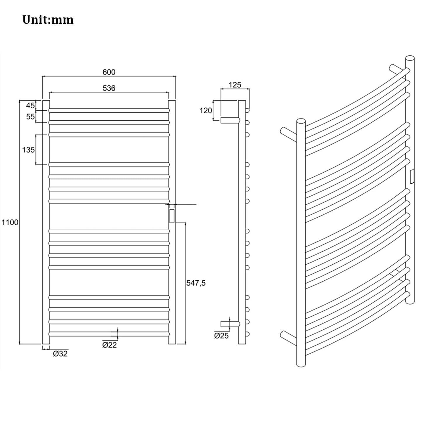 Sèche-Serviette Électrique Noir,185 W Chauffe-Serviettes 1100×600 mm WiFi Intelligent Porte-Serviettes Chauffant Électrique 15 Barres Courbes Commande Tactile à LED