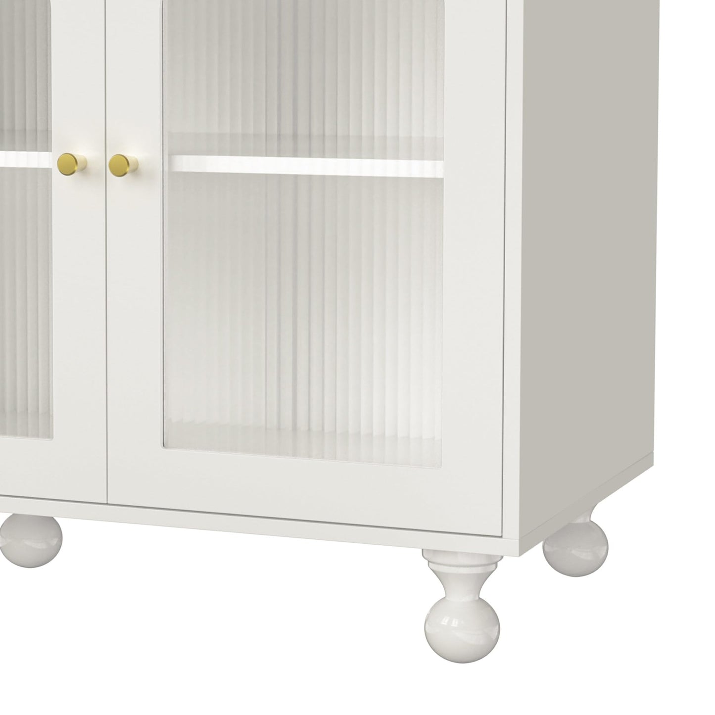 Buffet Salon Minimaliste Buffet Cuisine avec Porte en Verre Changhong et Porte-serviettes, Armoire de Rangement Élégante, Bahut pour Salle à Manger, Mobilier Moderne Multifonctionnel, Blanc/Noir