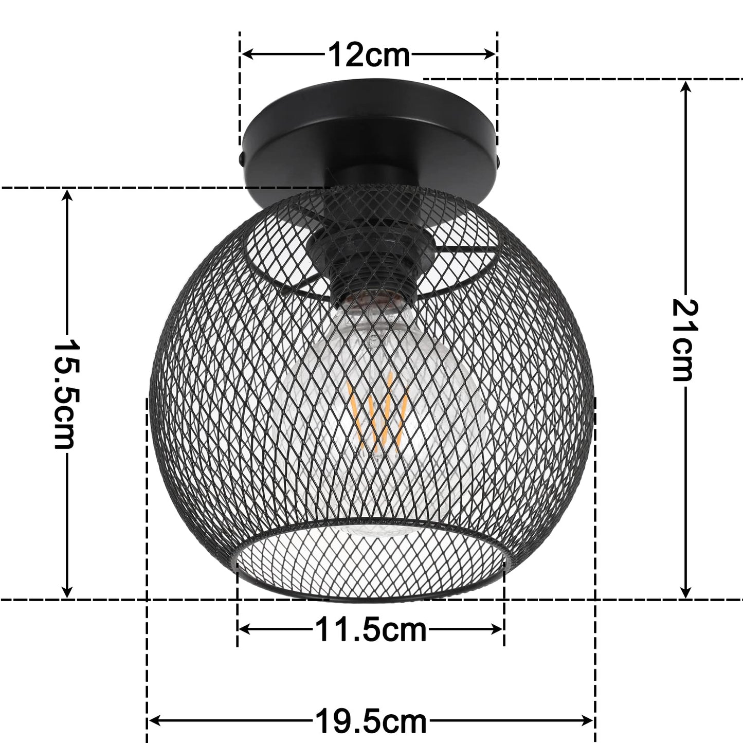 Plafonnier Rétro, Abat-jour à Douille E27 à Cage en fer Rétro de Conception Industrielle, Lustre Cage Style Country, Plafonnier en Métal Noir, pour Intérieur, Restaurant, Café, Bar, Chambre D'enfant-A