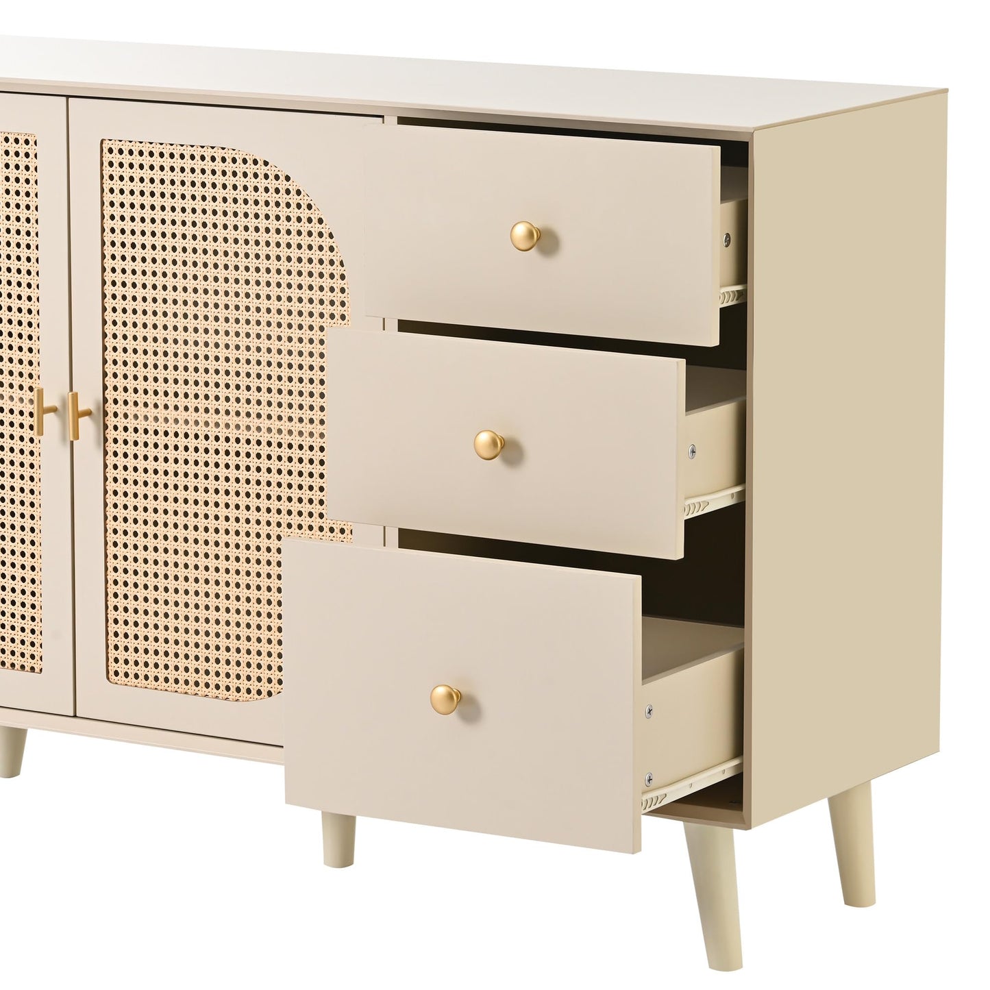 Buffet Salon Élégant Commode avec 2 Portes et 3 Tiroirs, Meuble Buffet, Grand Espace de Rangement, Bahut Blanc Cassé, Meuble de Rangement Idéal pour Chambre, Entrée, Salle à Manger, 120x40x82,5 cm