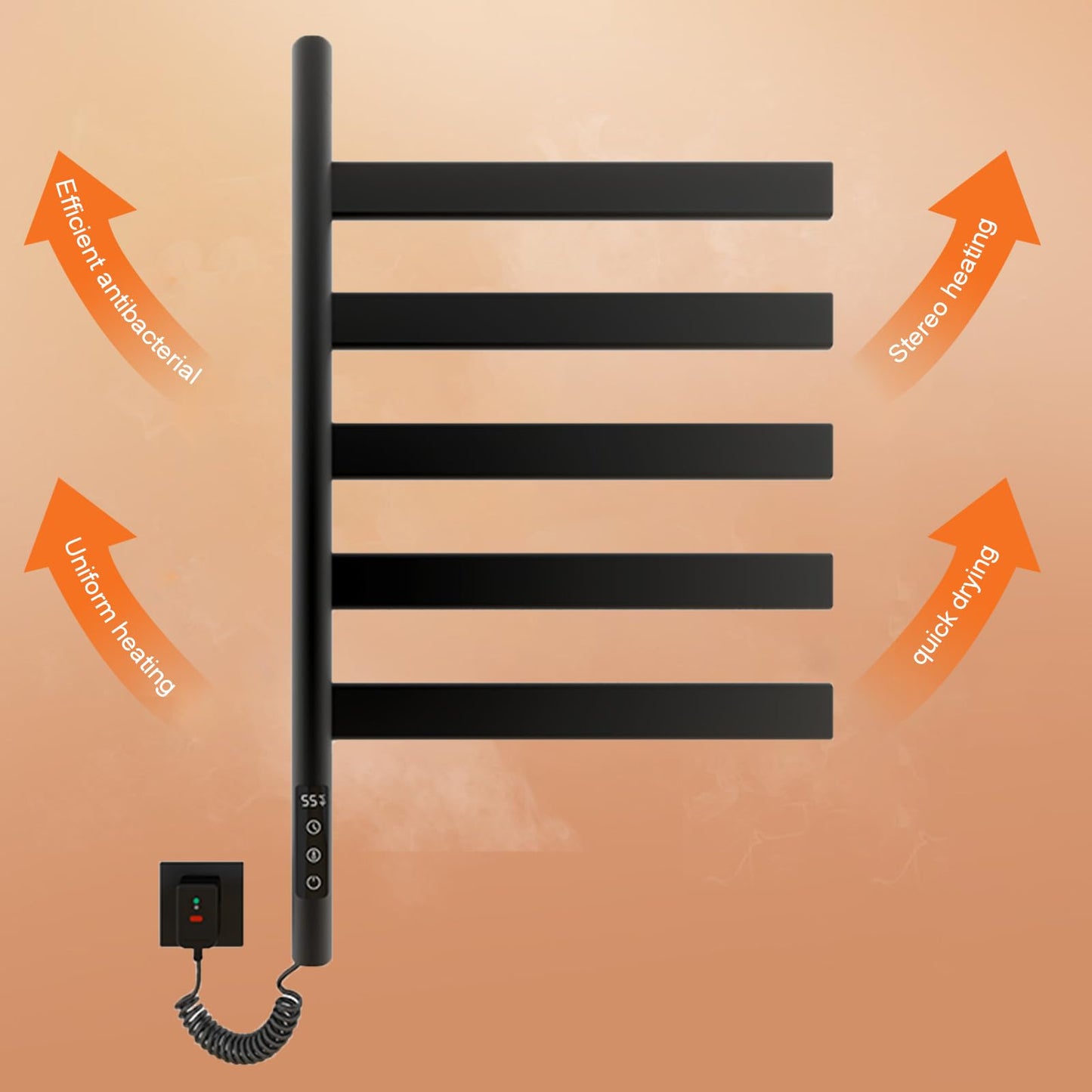 OihPaw Sèche-serviette électrique,Rotation à 180° Porte-Serviettes électrique, 675x450mm, Serviette Murale Intelligent à Température Constante, Chauffe-Serviettes - G68