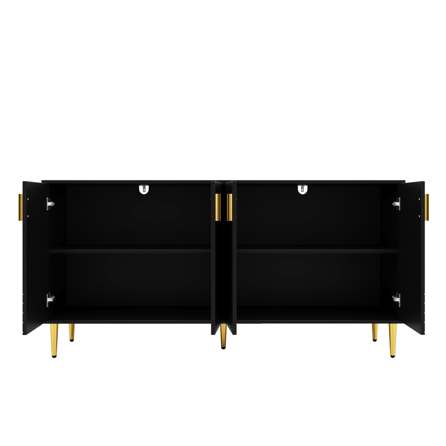 SHUGUANG Buffet Salon (152 x 40 x 75 cm), Meuble de Rangement Moderne et Simple avec Un Design Ondulé Unique, Poignées et Pieds Dorés, pour Une Salle à Manger élégante et Une Chambre à Coucher