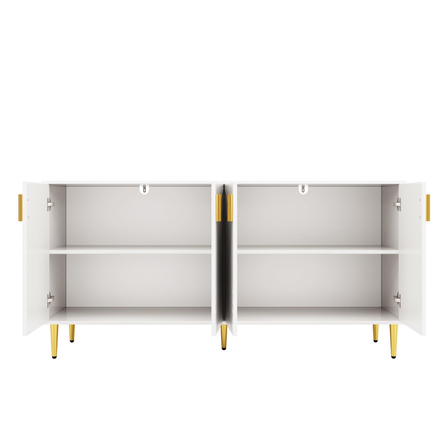 SHUGUANG Buffet Salon (152 x 40 x 75 cm), Meuble de Rangement Moderne et Simple avec Un Design Ondulé Unique, Poignées et Pieds Dorés, pour Une Salle à Manger élégante et Une Chambre à Coucher