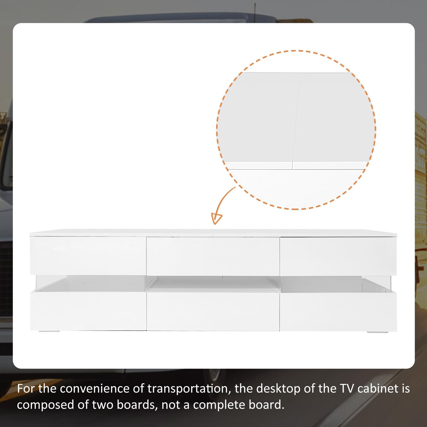 Meuble TV Blanc Brillant 160 cm Banc TV Moderne avec Éclairage LED, 2 Portes, 1 Tiroir, Compartiment Ouvert, pour Téléviseur 70 Pouces, Insert en Verre Acrylique et Ouverture à Pression, Meuble Salon