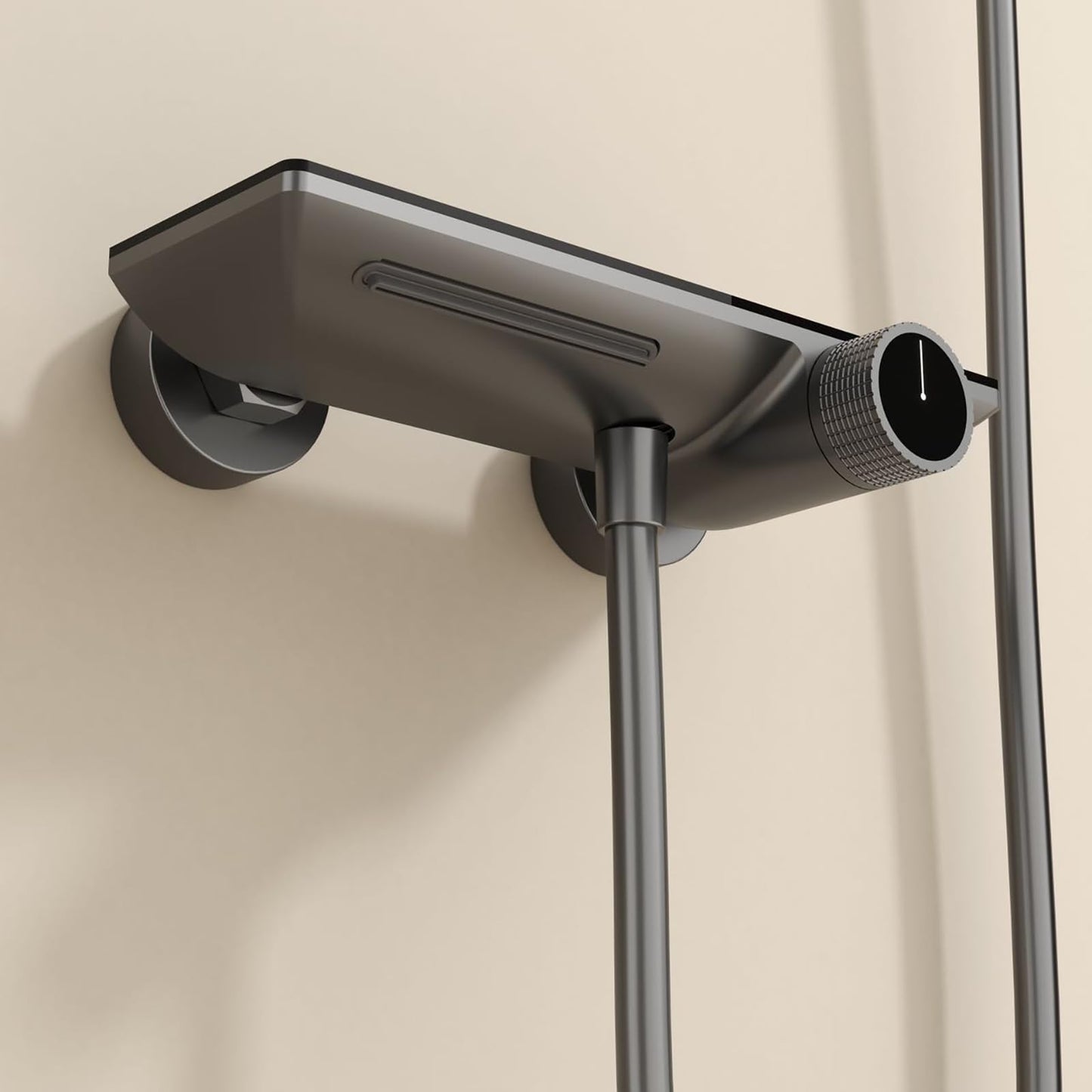 Robinet de Baignoire avec Douchette 3 Jets, Mitigeur Baignoire Cascade Laiton Mitigeur de Baignoire Mural Gris Pistolet Robinet Baignoire avec 150cm Tuyau et Tringle de Douche Réglable