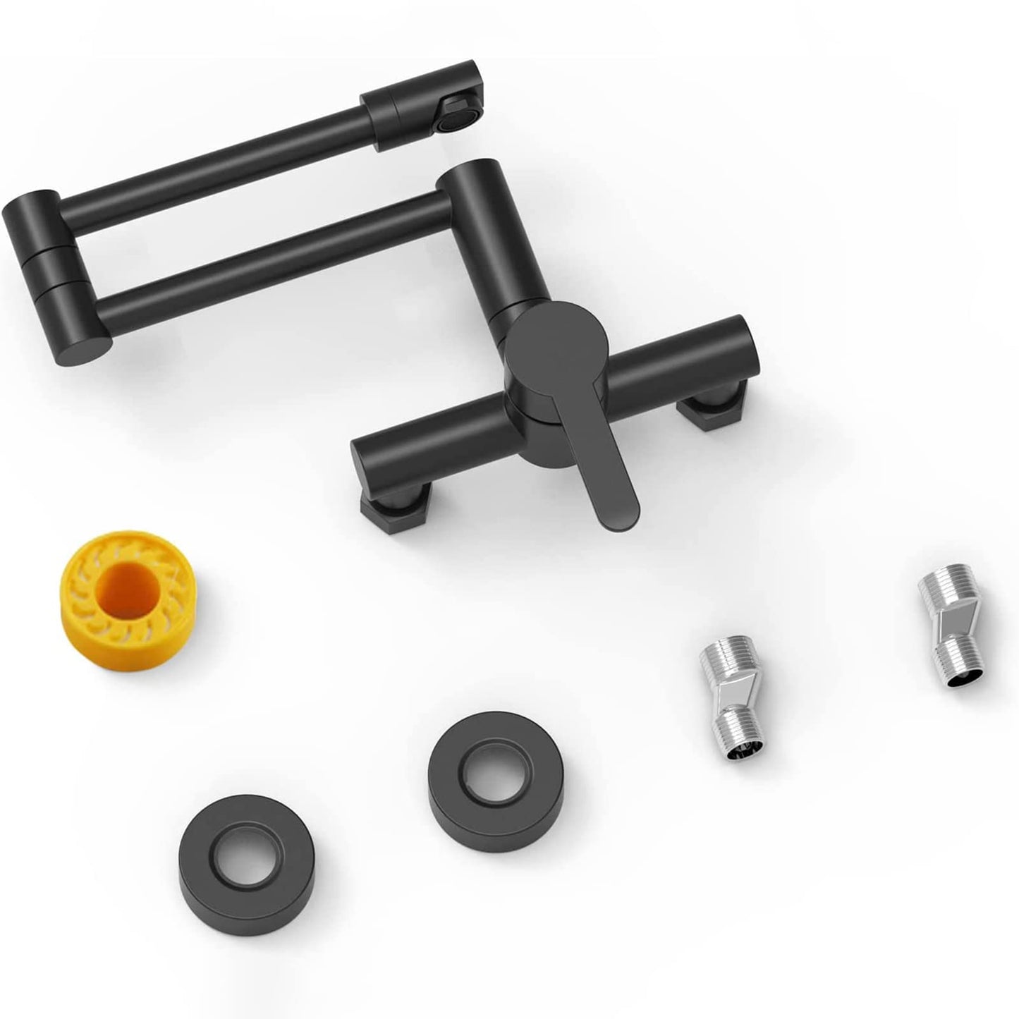 Robinet de Cuisine, Or Rose Robinet Mitigeur Mural Monocommande avec Bras Oscillant et Chaude et Froide Réglable Robinet Évier Rotatif à 360° pour Salle de Bain et Cuisine Laiton